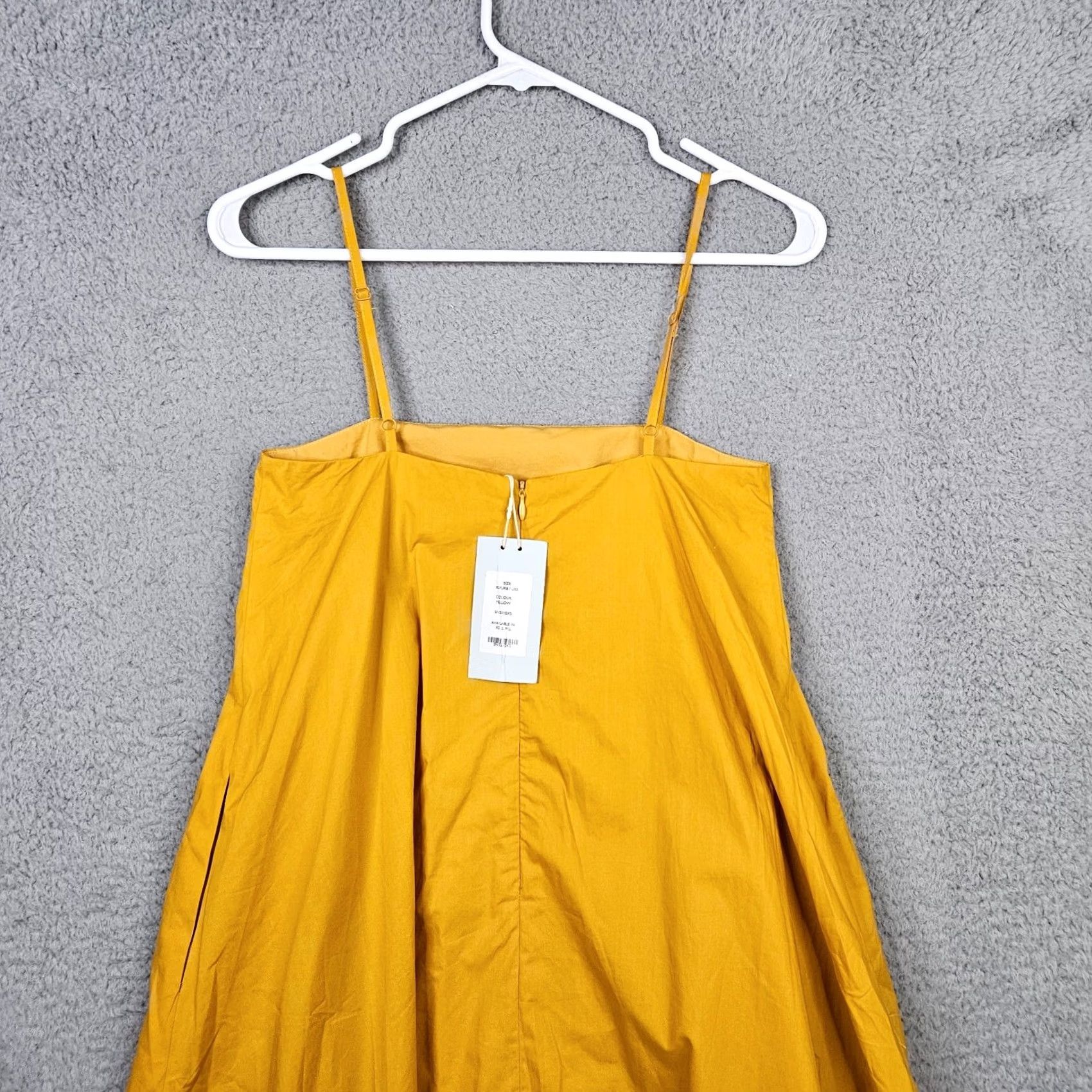 Vintage OUR SECOND NATURE Women's Cotton Yellow Summer Dress XS Square Neck Sleeveless A-Line Casual Size XS / US 0-2 / IT 36-38 - 2 Thumbnail