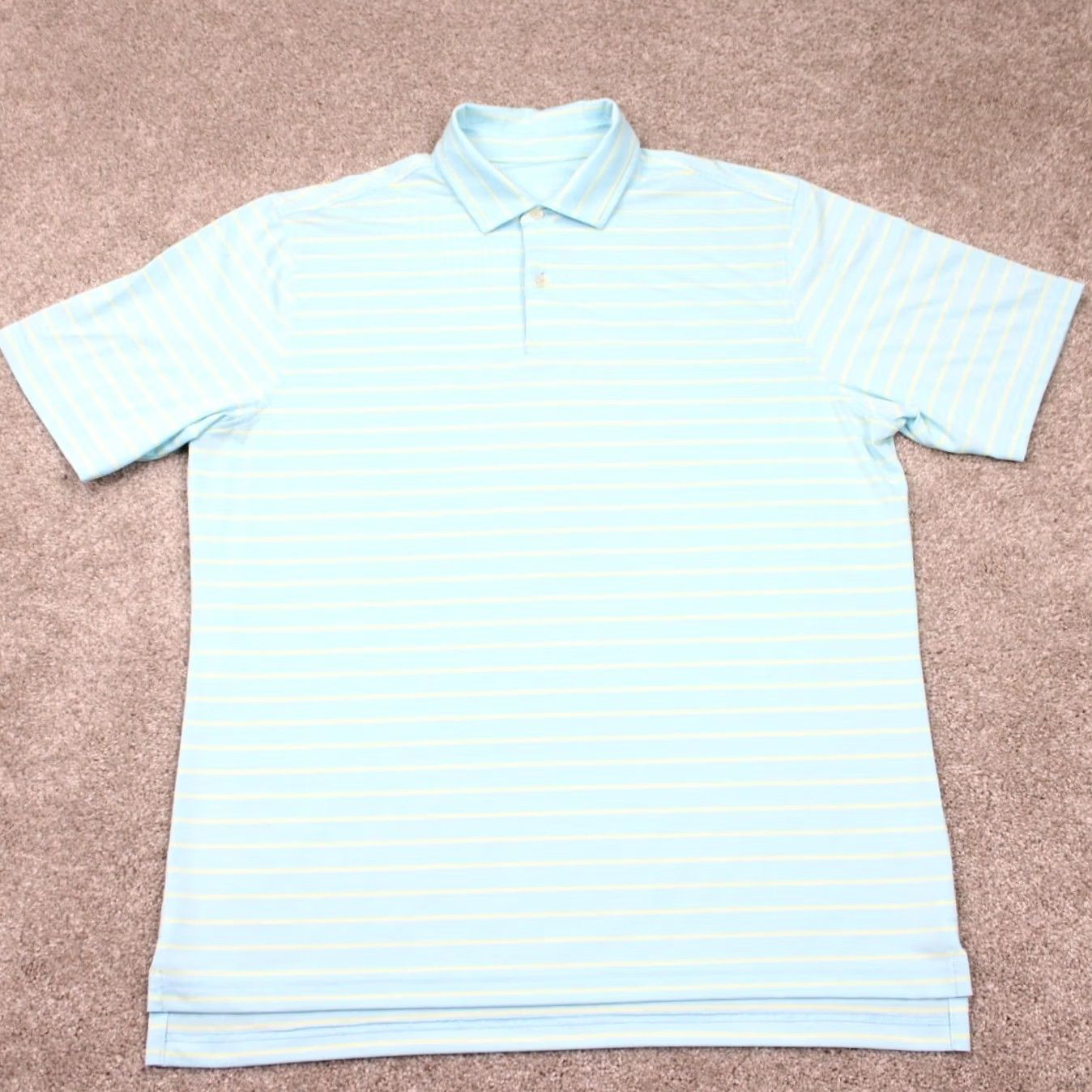 Vintage FG Tech Polo Shirt Men L Blue/Yellow Polyester Stretch Short Sleeve Pullover Size US L / EU 52-54 / 3 - 2 Thumbnail