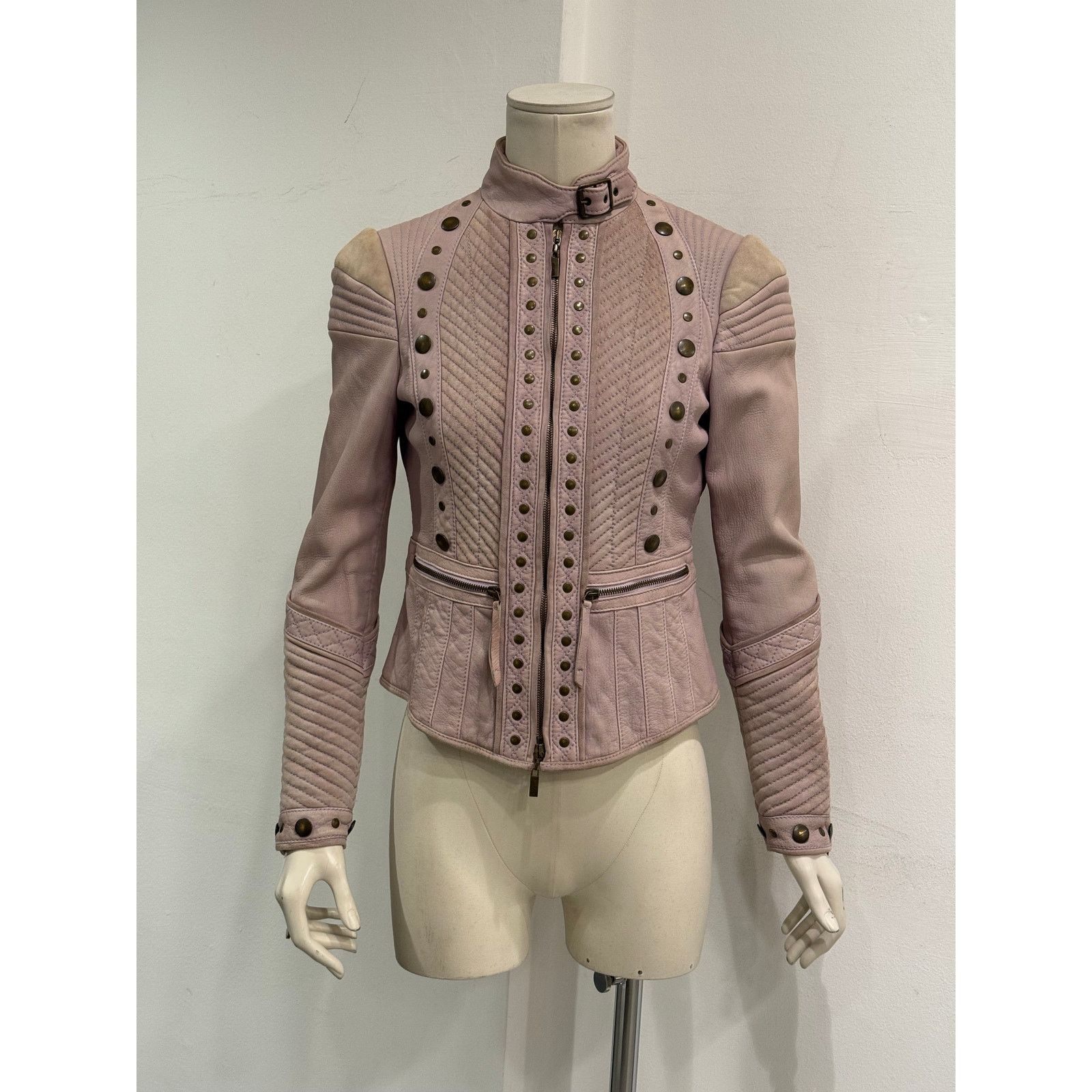 Roberto Cavalli 2000s Cavalli napoleon studded suede moto jacket Size M / US 6-8 / IT 42-44 - 2 Thumbnail