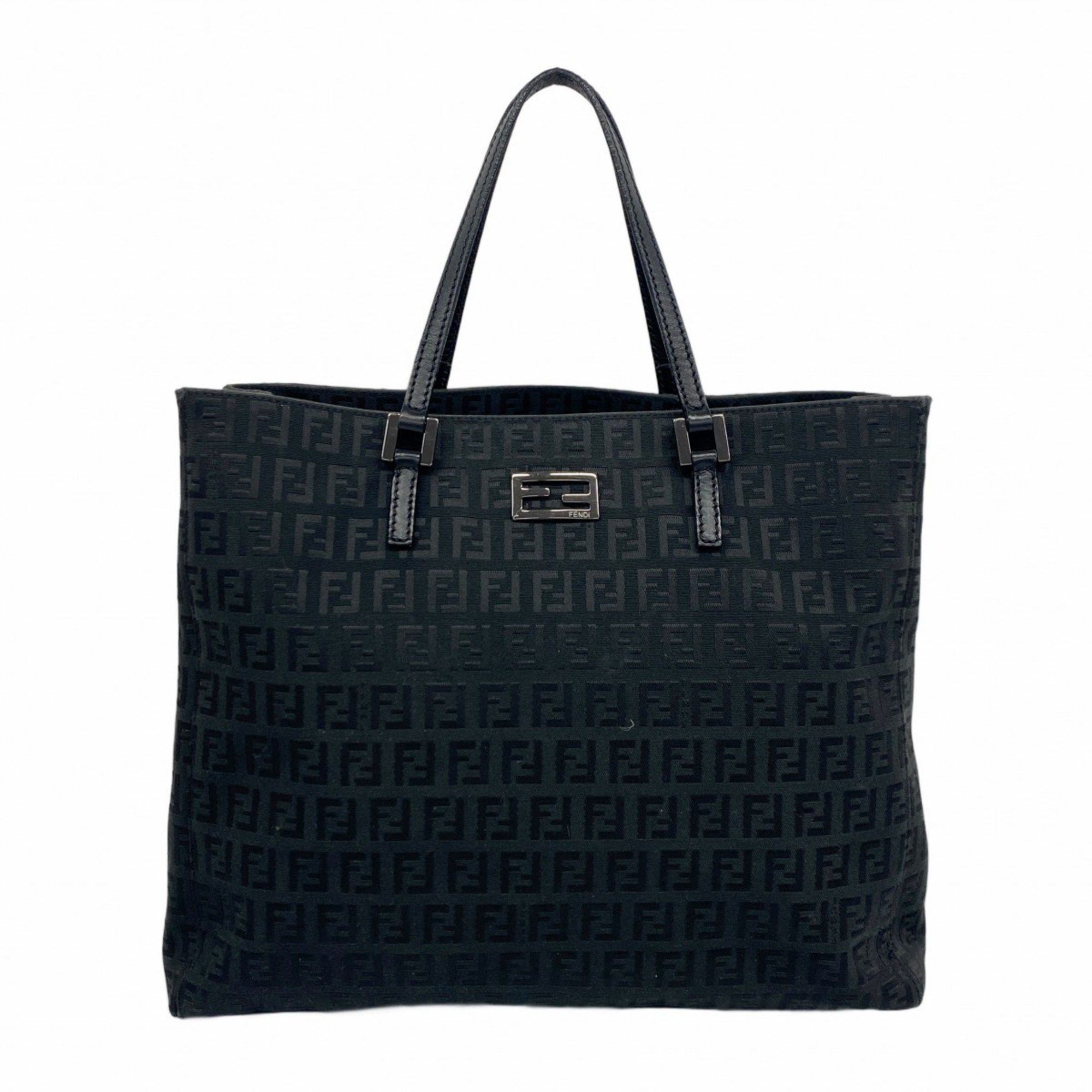 Fendi Zucchino Tote Bag Nylon Canvas Black Women's