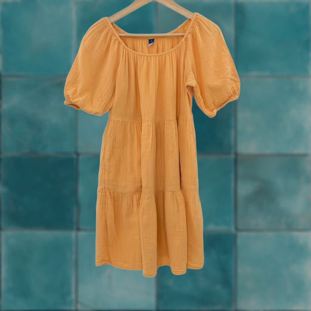 old navy orange dress Size 5T Yellow/Orange  OodlesCB high straight neckline spaghetti straps relaxed fit hits at thigh models are approx Old Navy Old Navy Dress