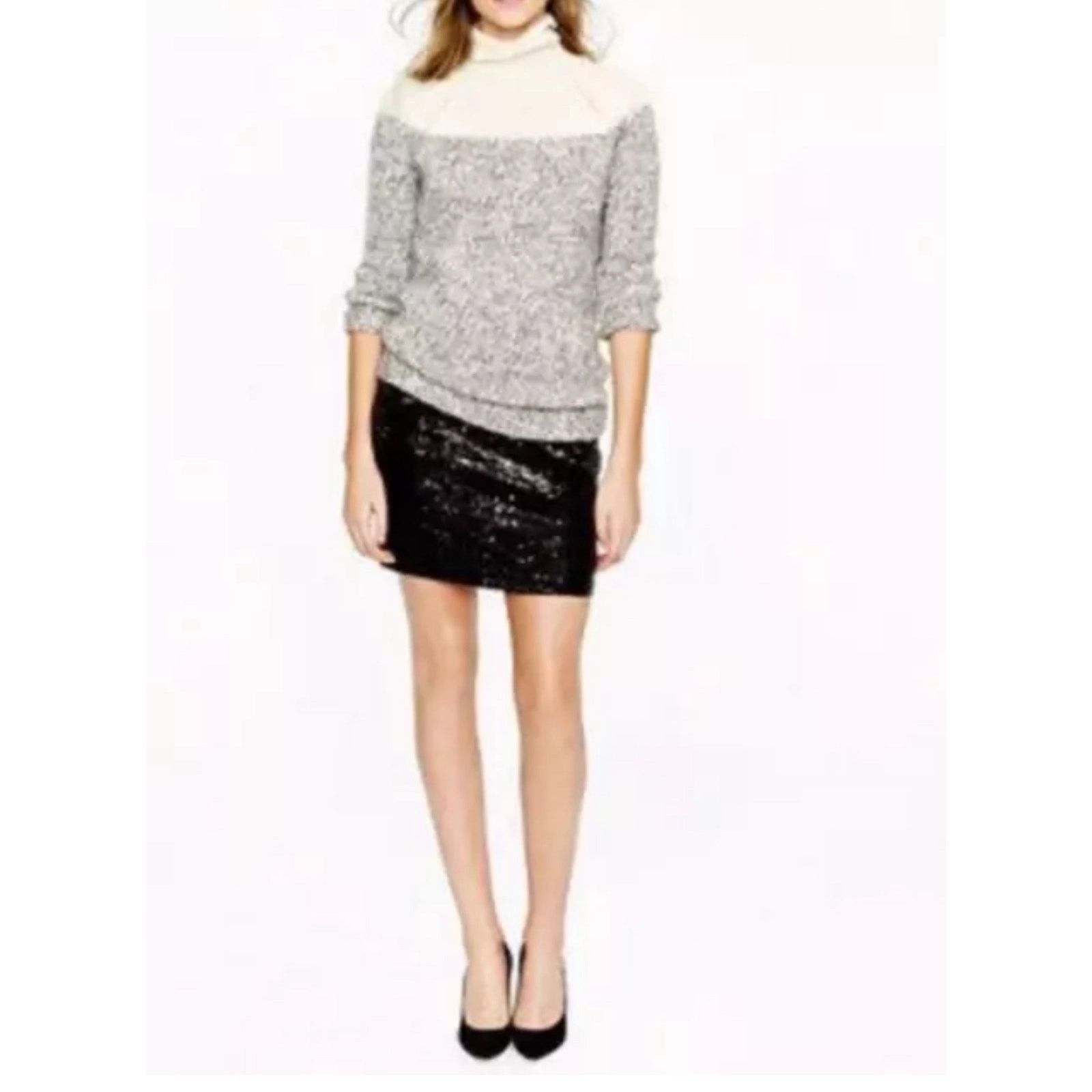 J.Crew J.Crew Sequin Iridescent Black Mini Skirt 6 | Elegant Glam Size 28" / US 6 / IT 42 - 9 Thumbnail