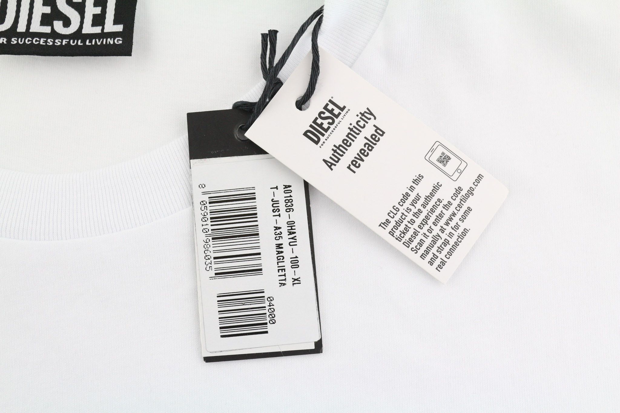 Diesel T-JUST-A35 XL Short Sleeve Logo White Tee 40257 Size US XL / EU 56 / 4 - 5 Thumbnail