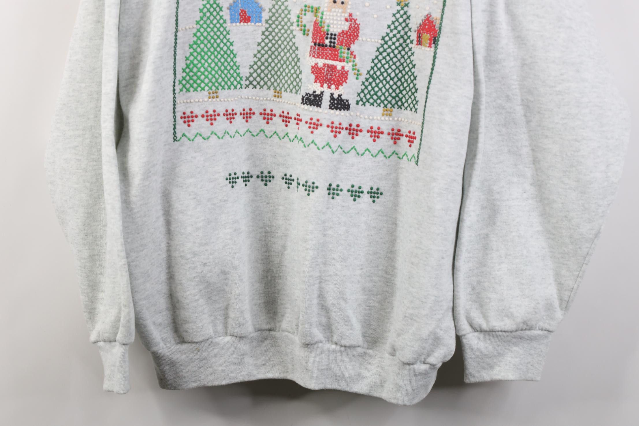 Vintage Vintage 90s Streetwear Christmas Tree Santa Claus Sweatshirt Size XXL / US 16-18 / IT 52-54 - 3 Thumbnail