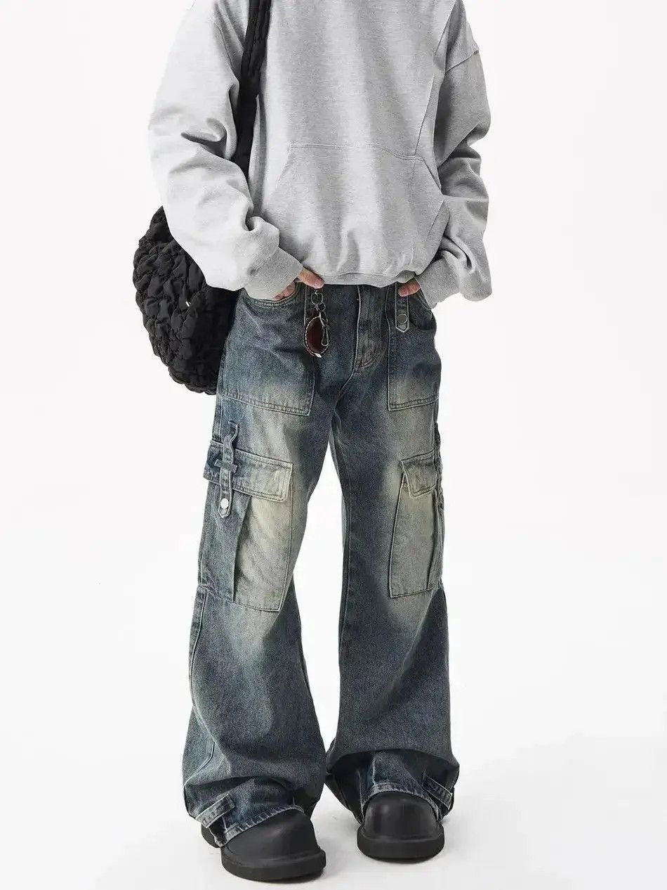 Japanese Brand Retro large pocket wide leg jeans Size US 32 / EU 48 - 6 Thumbnail