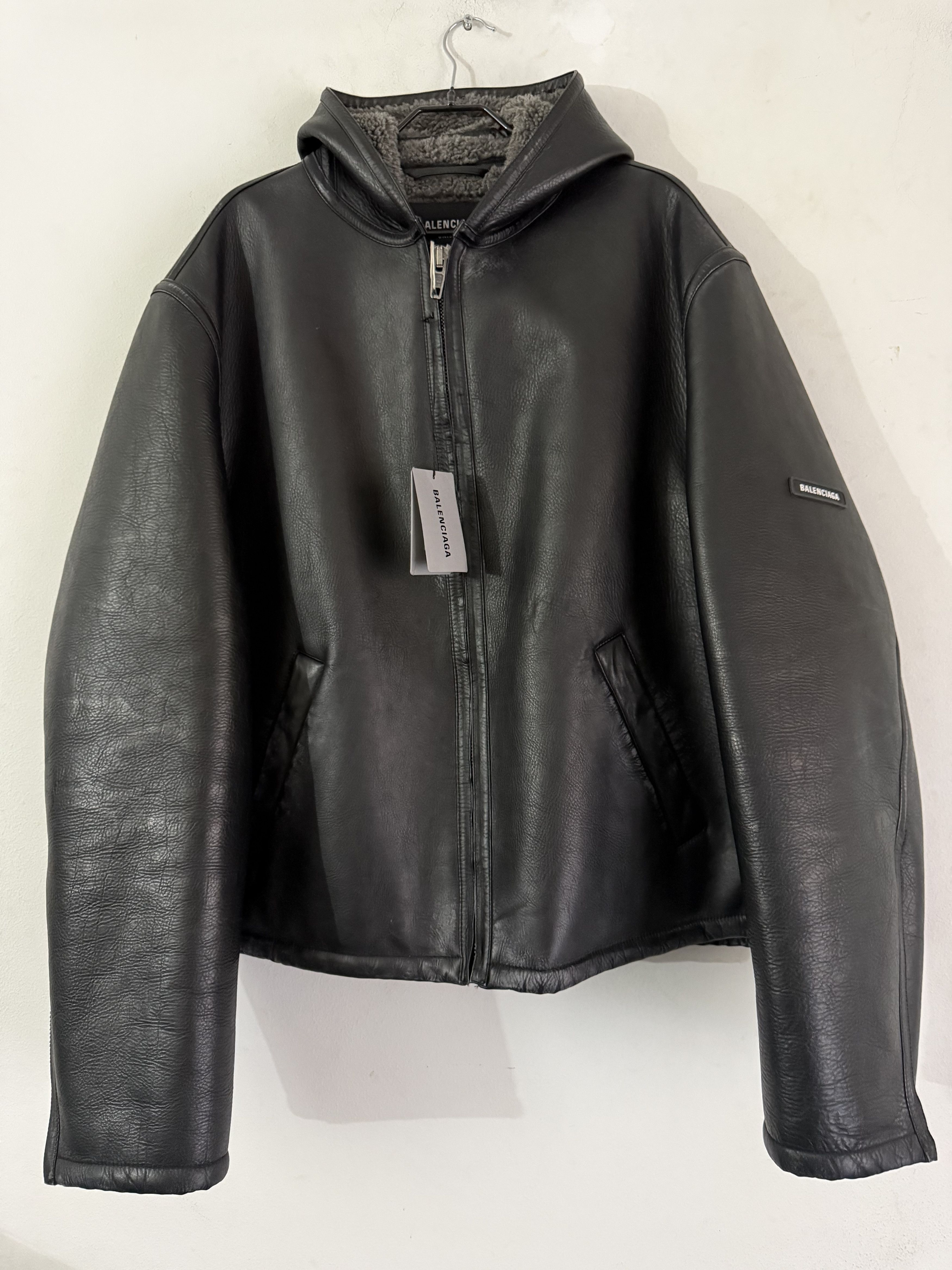 Balenciaga Hooded Shearling Jacket Leather Size US M / EU 48-50 / 2 - 10 Thumbnail