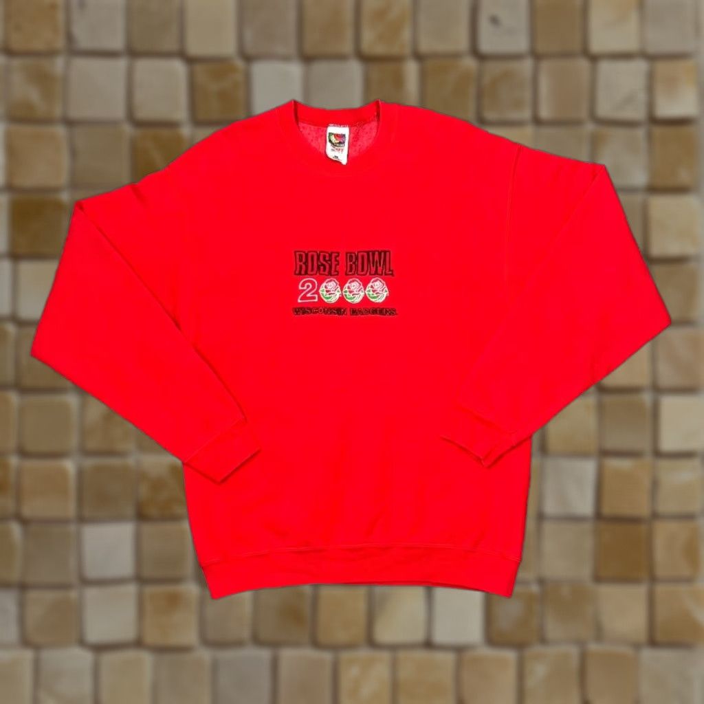 Fruit Of The Loom VINTAGE Wisconsin Badgers Rose Bowl 2000 College Embroidered Sweatshirt L Red Men Pullover Crewneck Iowa? Size US L / EU 52-54 / 3 - 1 Thumbnail
