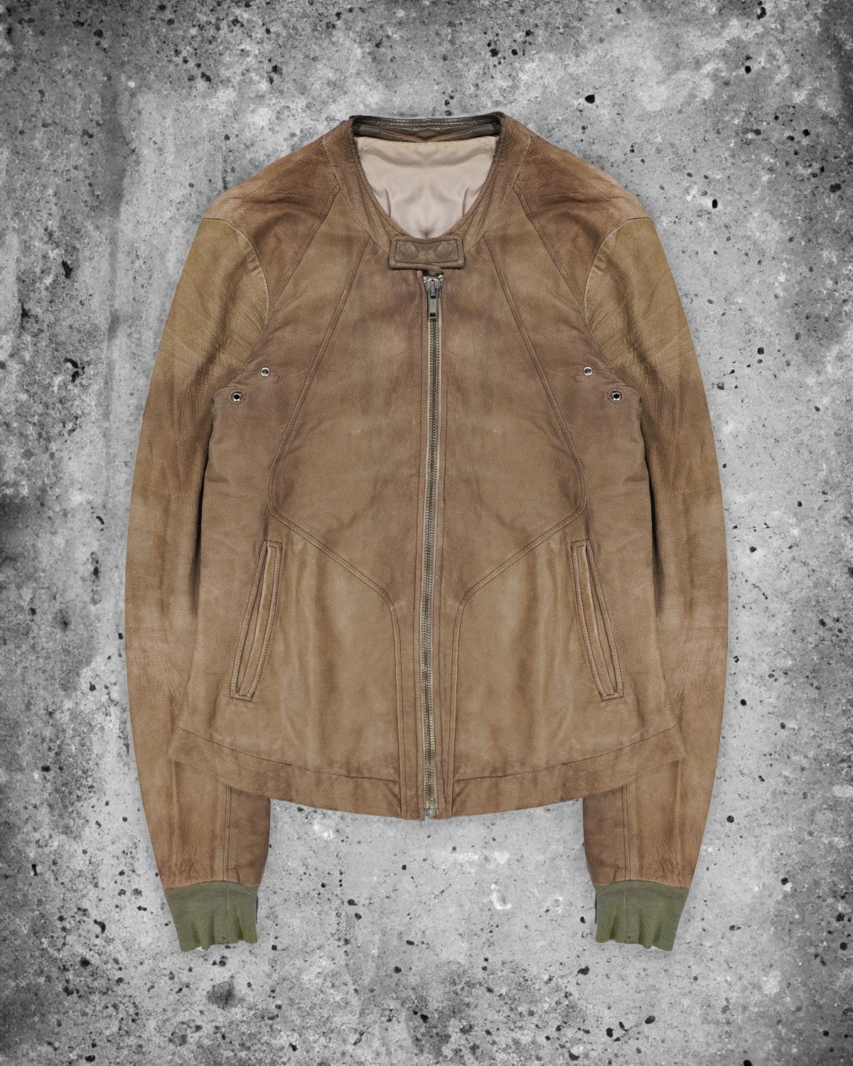 image of Rick Owens Blistered Leather Jacket in Brown, Men's (Size Medium)