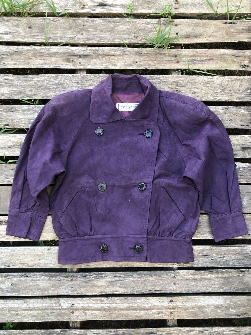 Vintage × Yves Saint Laurent Vintage 80s Yves Saint Laurent Double Breasted Suede Jacket Size S / US 4 / IT 40 - 1 Thumbnail