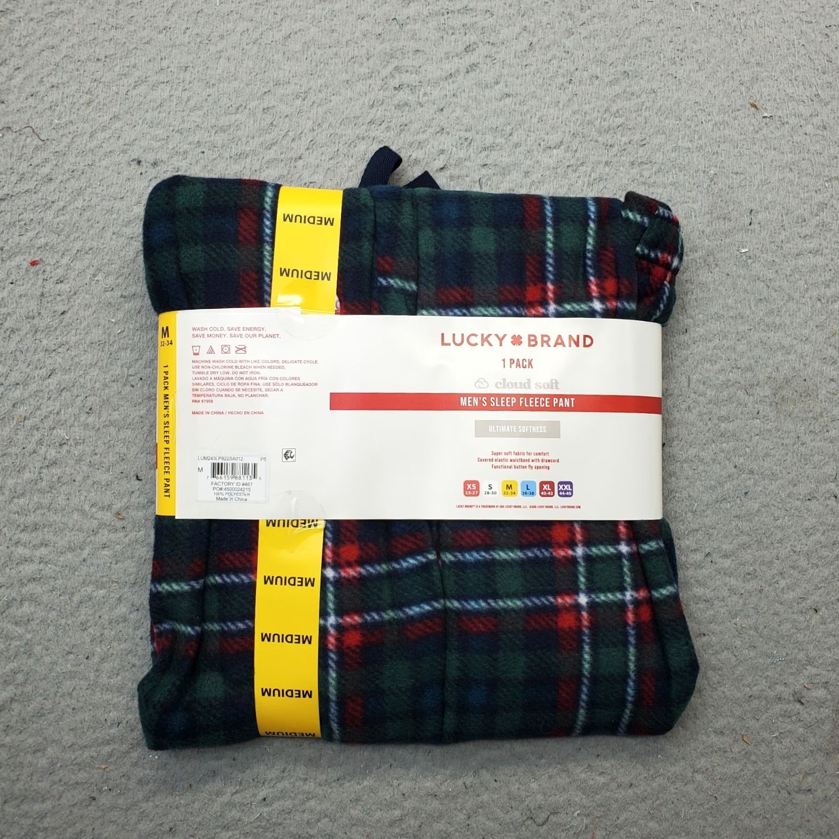 Lucky Brand Lucky Brand Sleep Fleece Pants Mens M Multi Plaid Cloud Soft Elastic Waistband NWT, Pajama Pants, Regular, Multicolor, Men Size US 31 - 2 Thumbnail