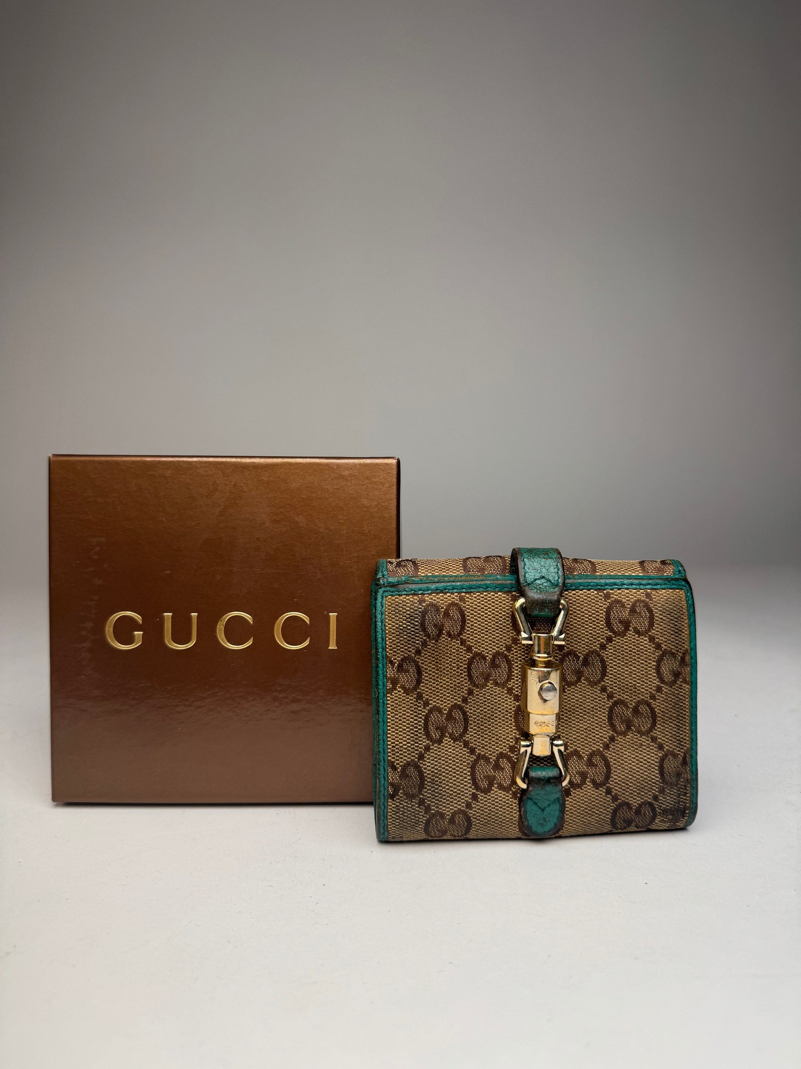 Gucci Vintage Monogram Jackie Wallet Brown Turquoise Size ONE SIZE - 1 Thumbnail