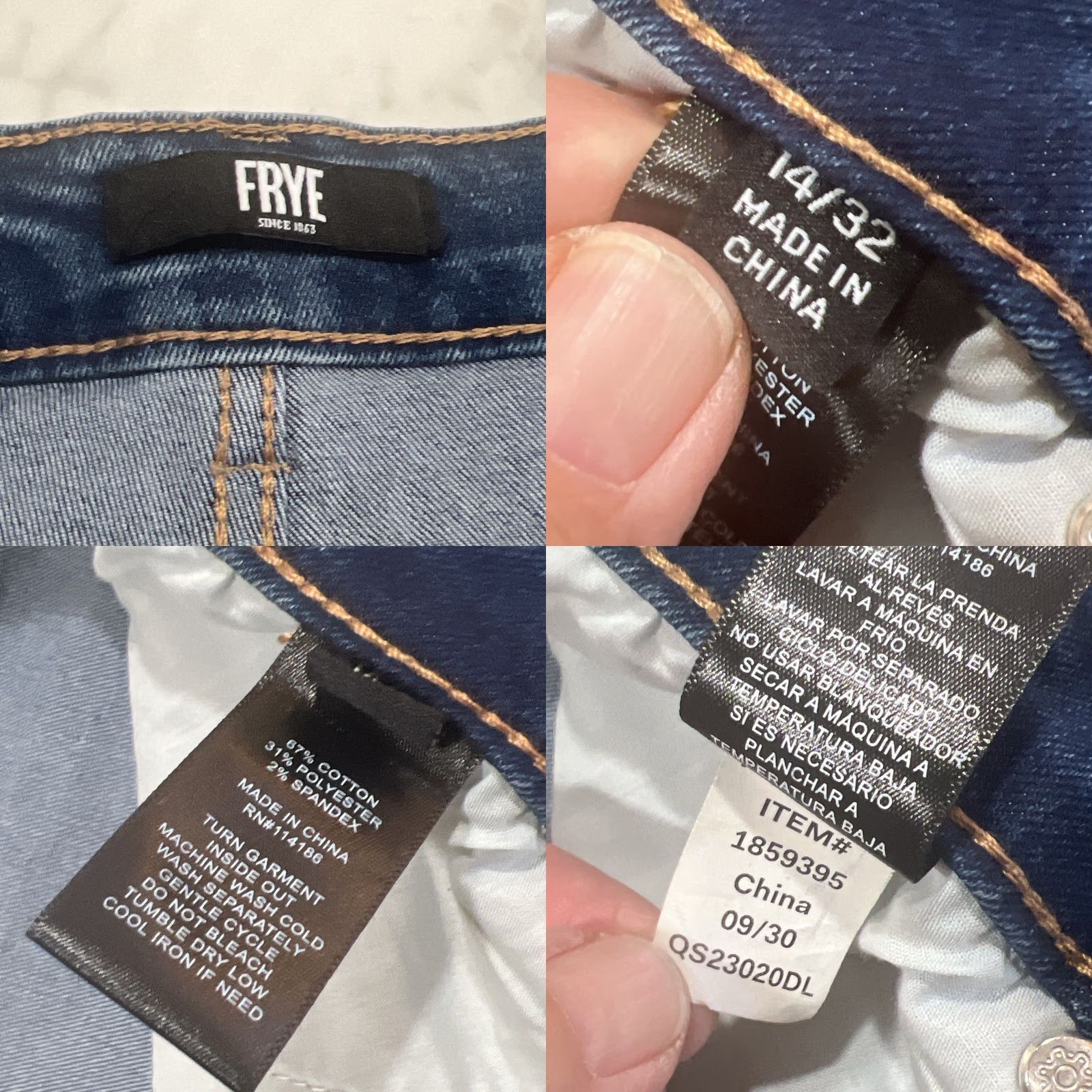 Frye FRYE Jeans Women’s 14 / 32 Blue Stretch Cowgirl Faded Western 5-Pocket Denim Jeans Womens Regular Stretch Size 36" / US 14 / IT 50 - 10 Thumbnail