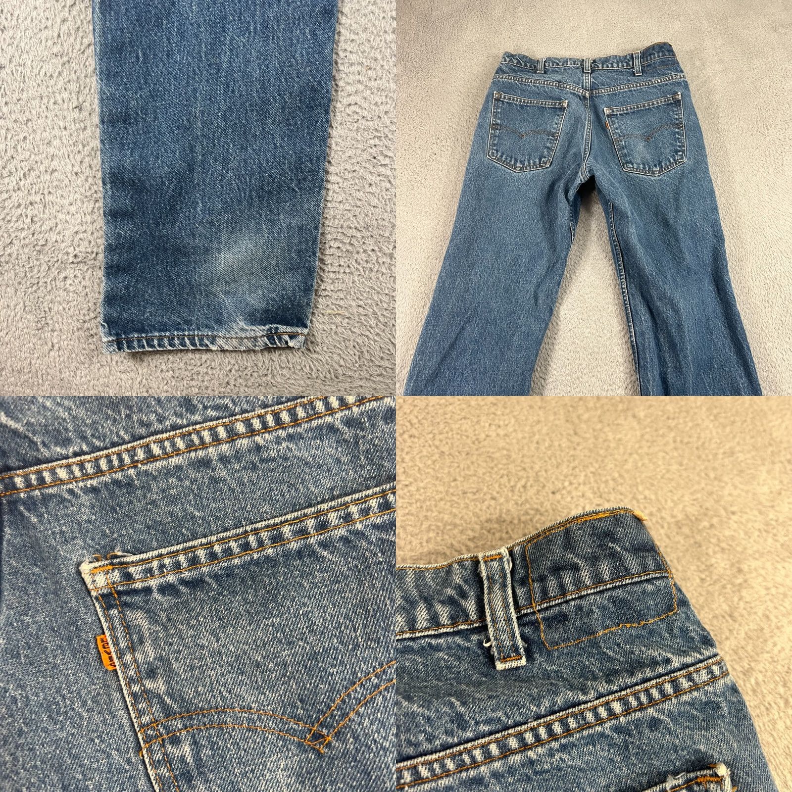 Levi's VINTAGE Levi's Jeans Men's 34x34 Blue Straight 575 80s USA Leather Orange Tab Faded Denim Cotton 5-Pocket Mens Regular Inseam 33 Stretch/Non-Stretch? Size US 33 - 10 Thumbnail