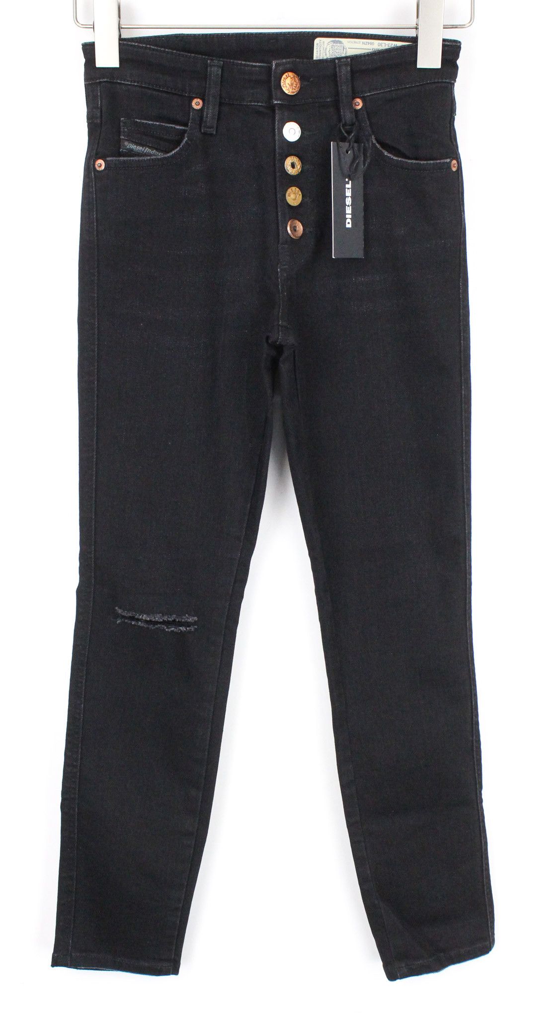 Diesel BABHILA-B 084ZN W23/L30 Black Stretch Distress Jeans 69742 Size 23" - 1 Thumbnail