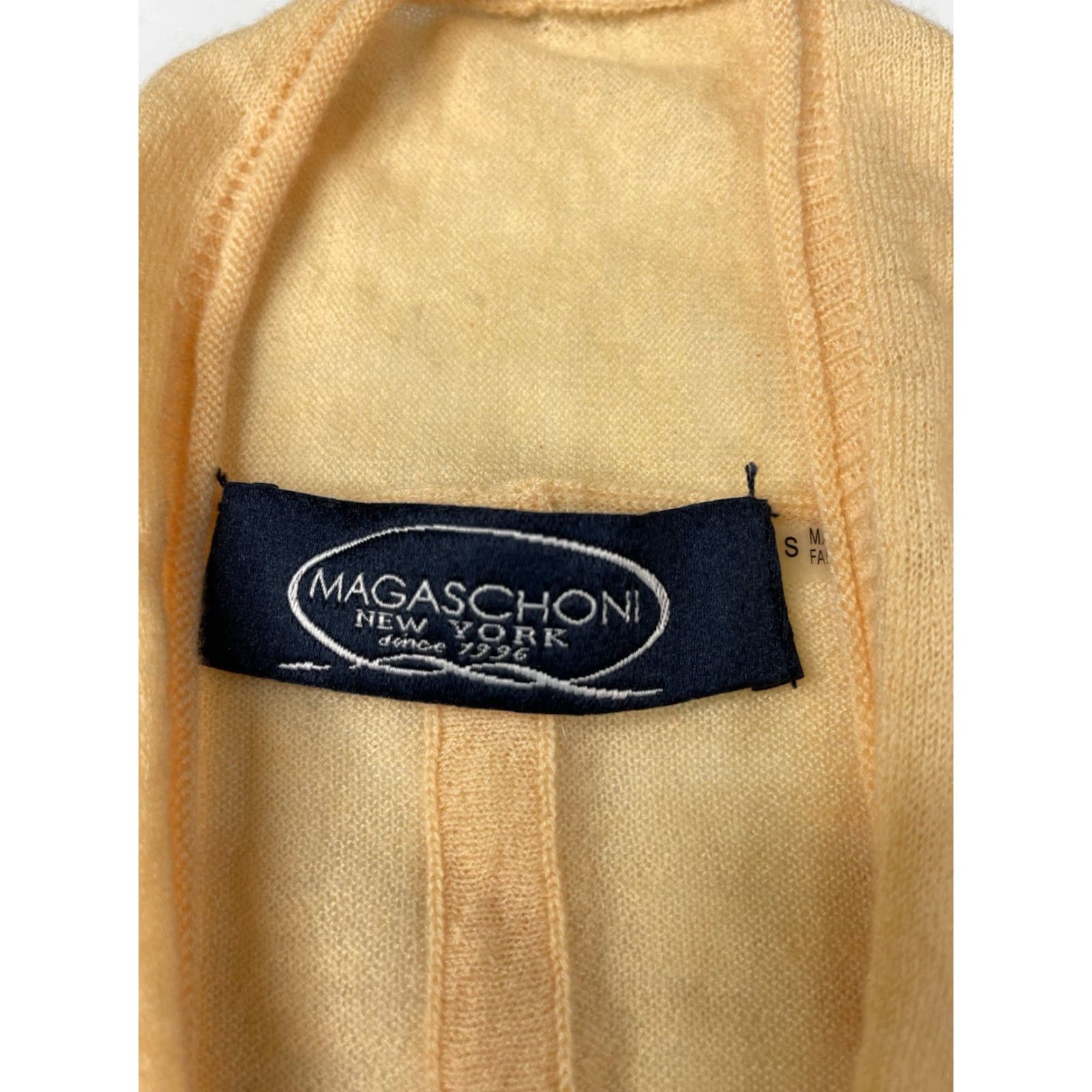 Vintage Magaschoni Cardigan Sweater Womens Open Front Duster Orange Small V-Neck Lightweight Cashmere Knit Ribbed Cuffs Side Slits Mens? Girls? Wait. Size S / US 4 / IT 40 - 3 Thumbnail
