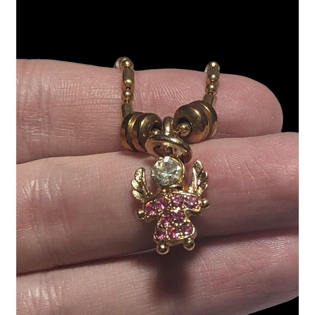 Other Vintage USA KLS Pink Angel Pendant Necklace Size ONE SIZE - 2 Thumbnail