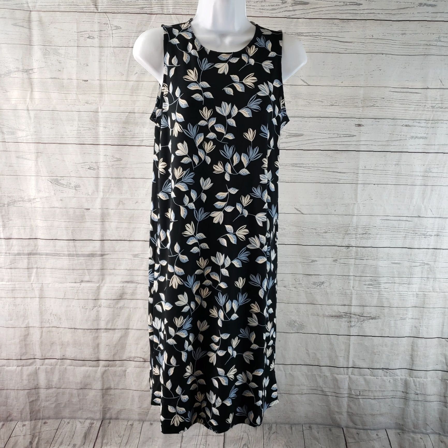 J. Jill J Jill Wearever Collection Dress Womens Sz XS Black Blue Floral Sleeveless Size XS / US 0-2 / IT 36-38 - 2 Thumbnail