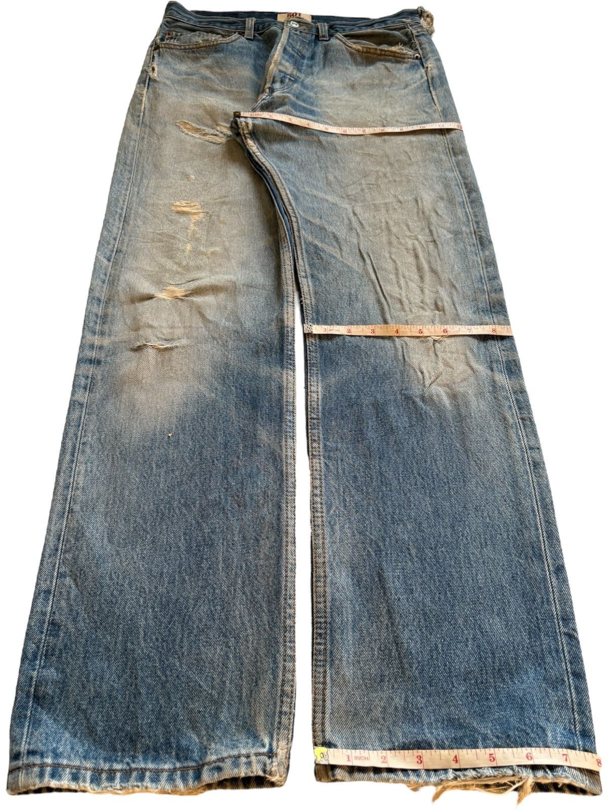 LVC × Levi's × Levi's Vintage Clothing Vintage 90s Levis 501 Mud Wash Distressed Ripped Loose Jean Size US 31 - 13 Thumbnail