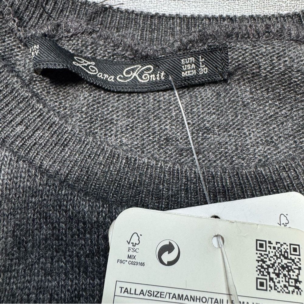 Zara NWT New Zara Knit Grey With Black Lace Angora Blend Sweater Size M / US 6-8 / IT 42-44 - 8 Thumbnail