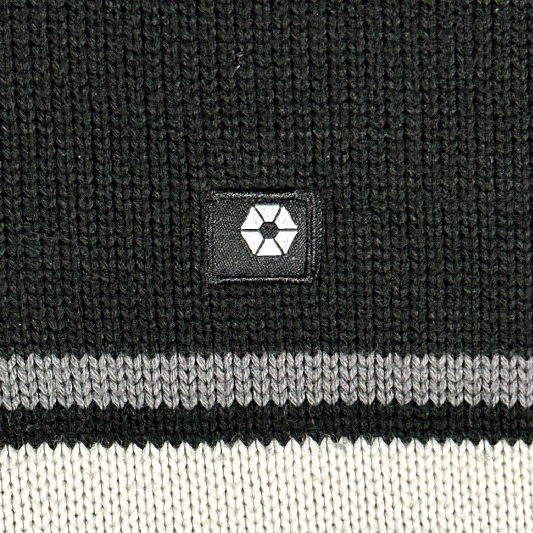 Southpole VINTAGE Southpole Sweater Mens Pullover Adult MEDIUM Black White Gray Striped Crew Neck Ribbed Inlay 90s Y2K Decade Fashion Size US M / EU 48-50 / 2 - 4 Thumbnail