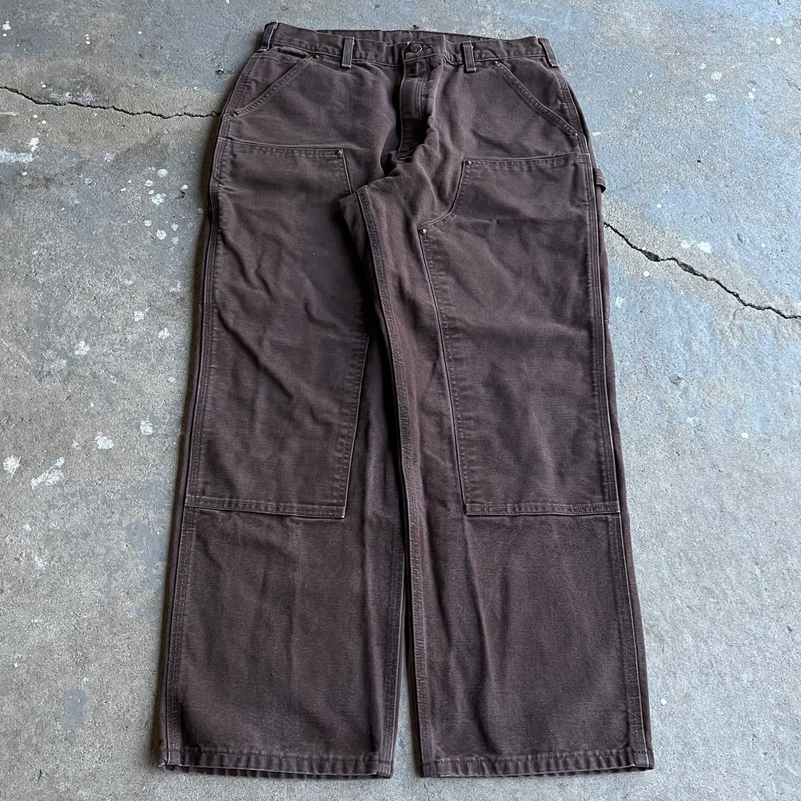 Carhartt × Vintage Vintage carhartt brown double knee work wear carpenter pants Size US 33 - 1 Thumbnail