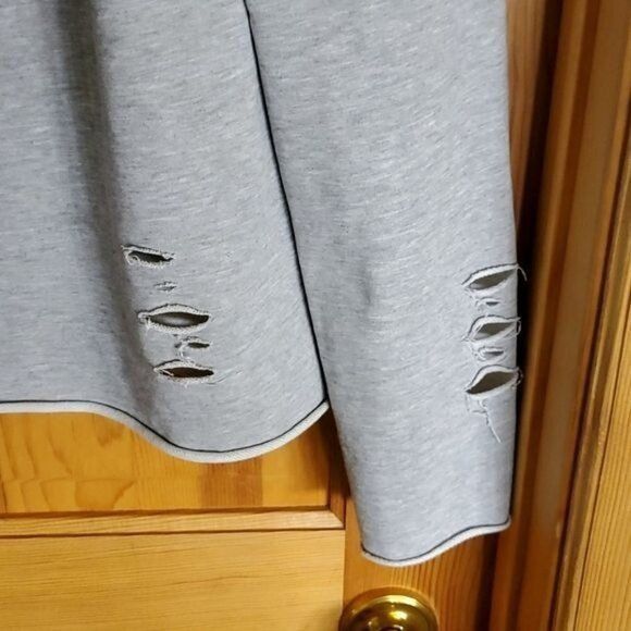 Designer Bala Bala Distressed Grey Raw Edges Unique Vneck with Accent Size XL / US 12-14 / IT 48-50 - 4 Thumbnail