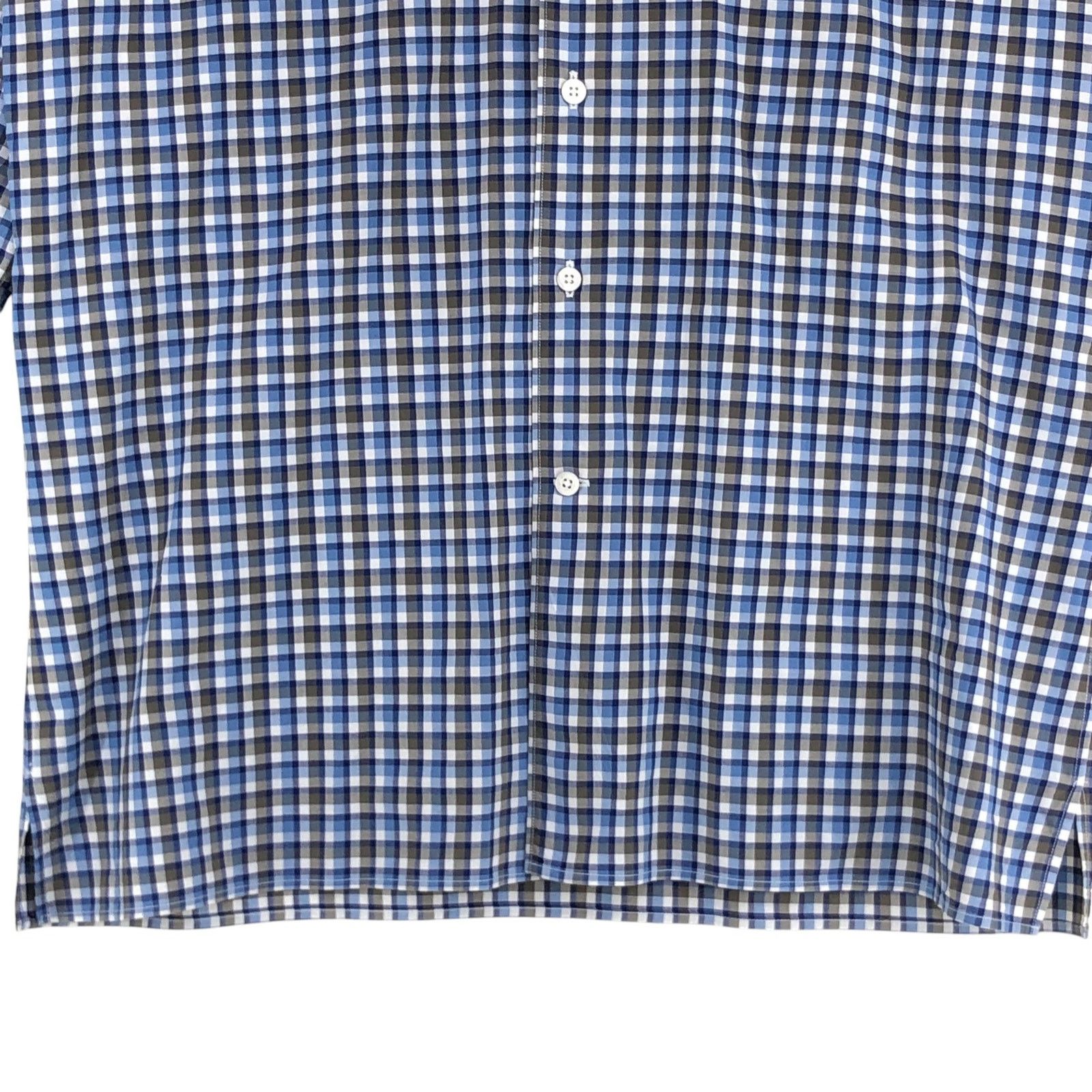 Canali Canali Size L Shirt Casual Button Down Plaid Check Blue Gray Size US L / EU 52-54 / 3 - 3 Thumbnail