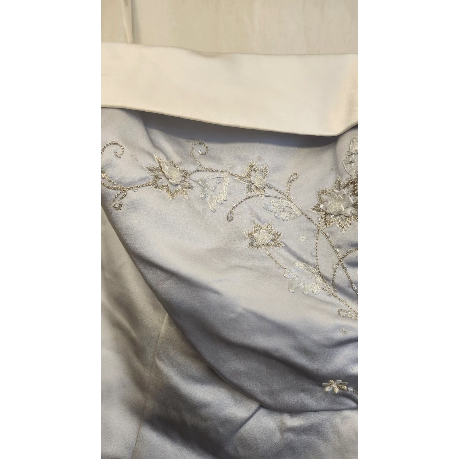 Vintage David's Bridal Princess Dress Wmn 6 Blue Strapless Gown Embroidered Prom Formal Size M / US 6-8 / IT 42-44 - 3 Thumbnail