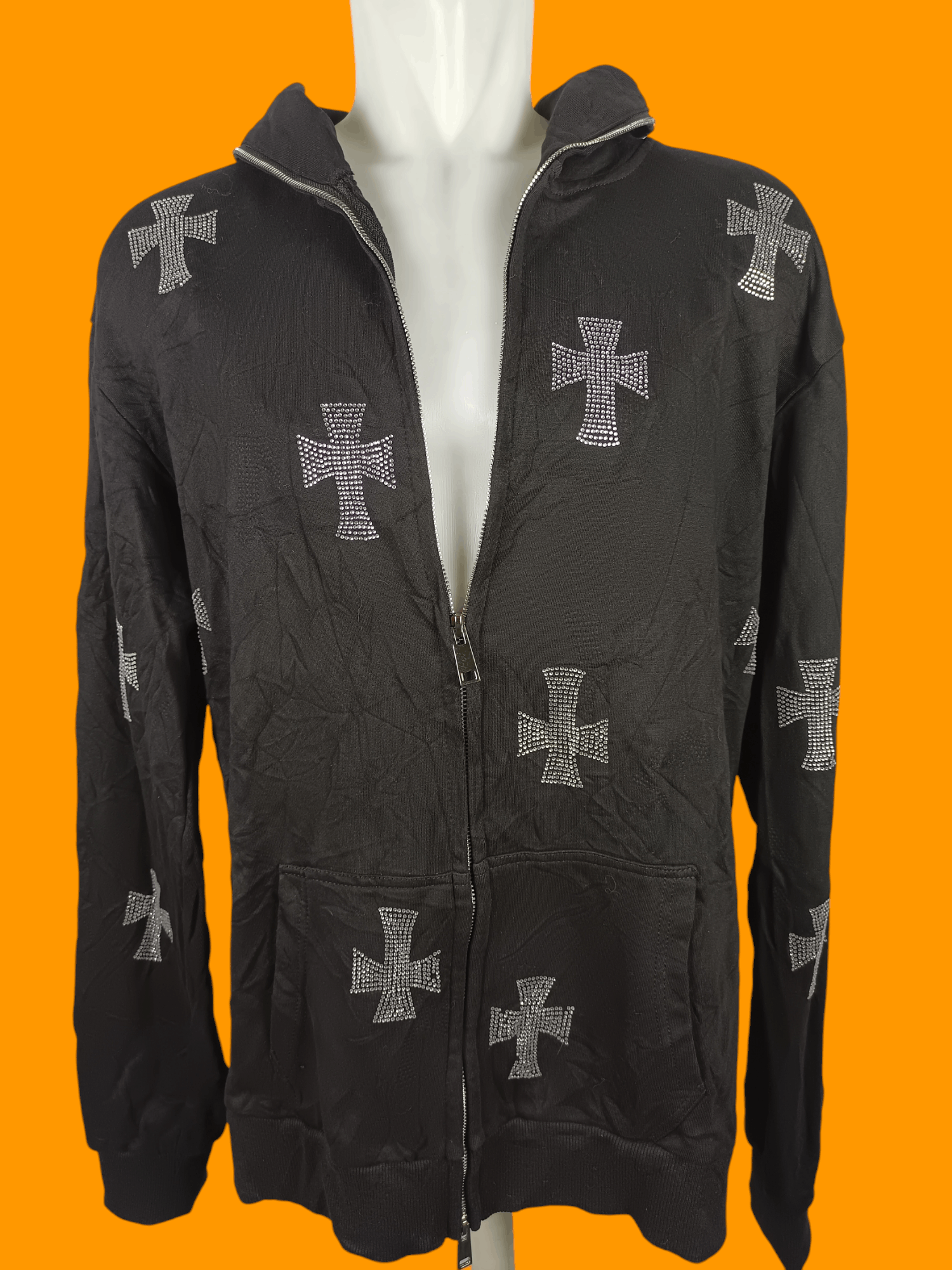 Hysteric Glamour × If Six Was Nine × Japanese Brand Y2K Hoodie Rhinestone Cross Zip Up Style Size US XL / EU 56 / 4 - 1 Thumbnail