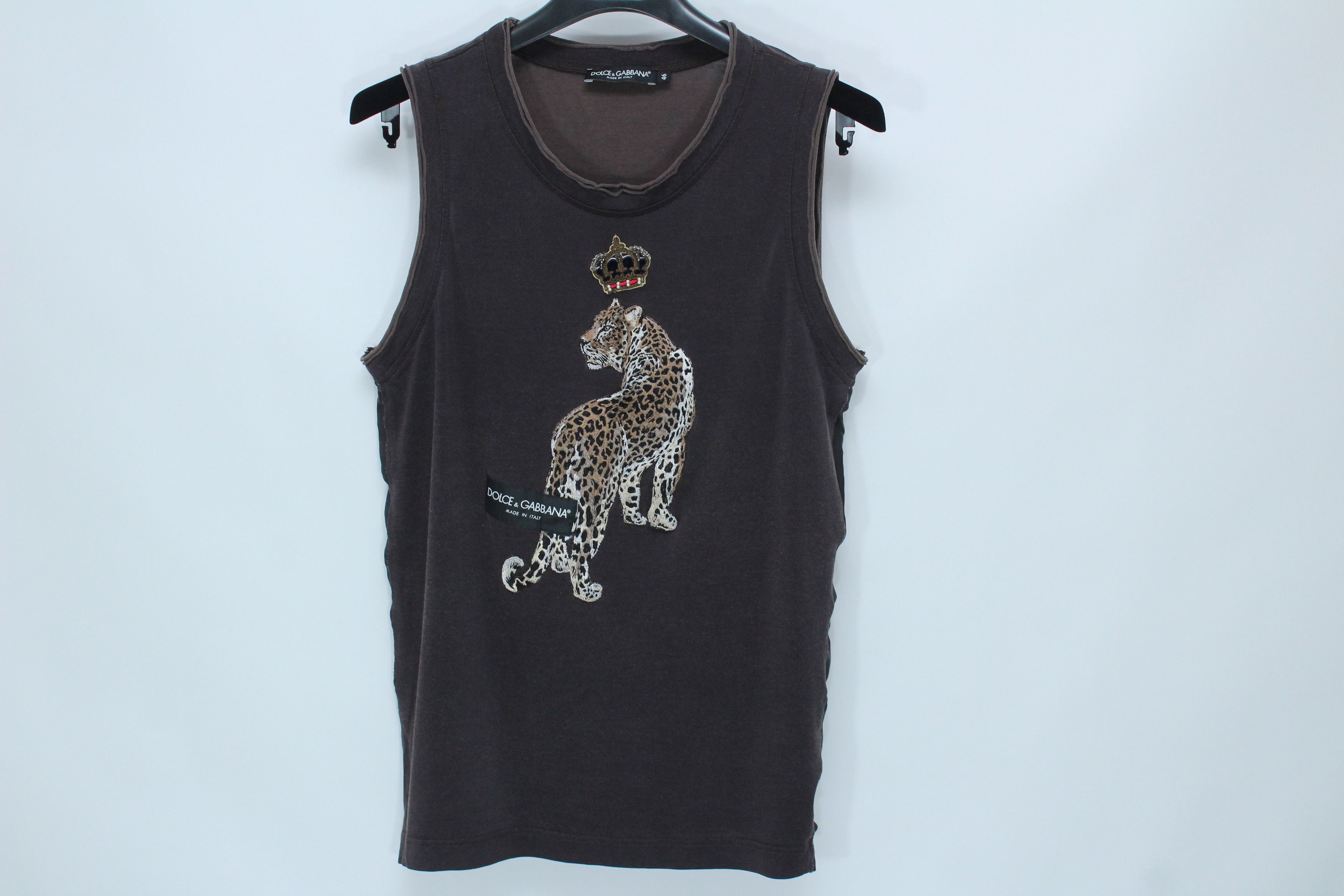 Dolce & Gabbana Dolce & Gabbana Leopard Crown Graphic Tank Top Brown IT 46 Size US S / EU 44-46 / 1 - 1 Thumbnail