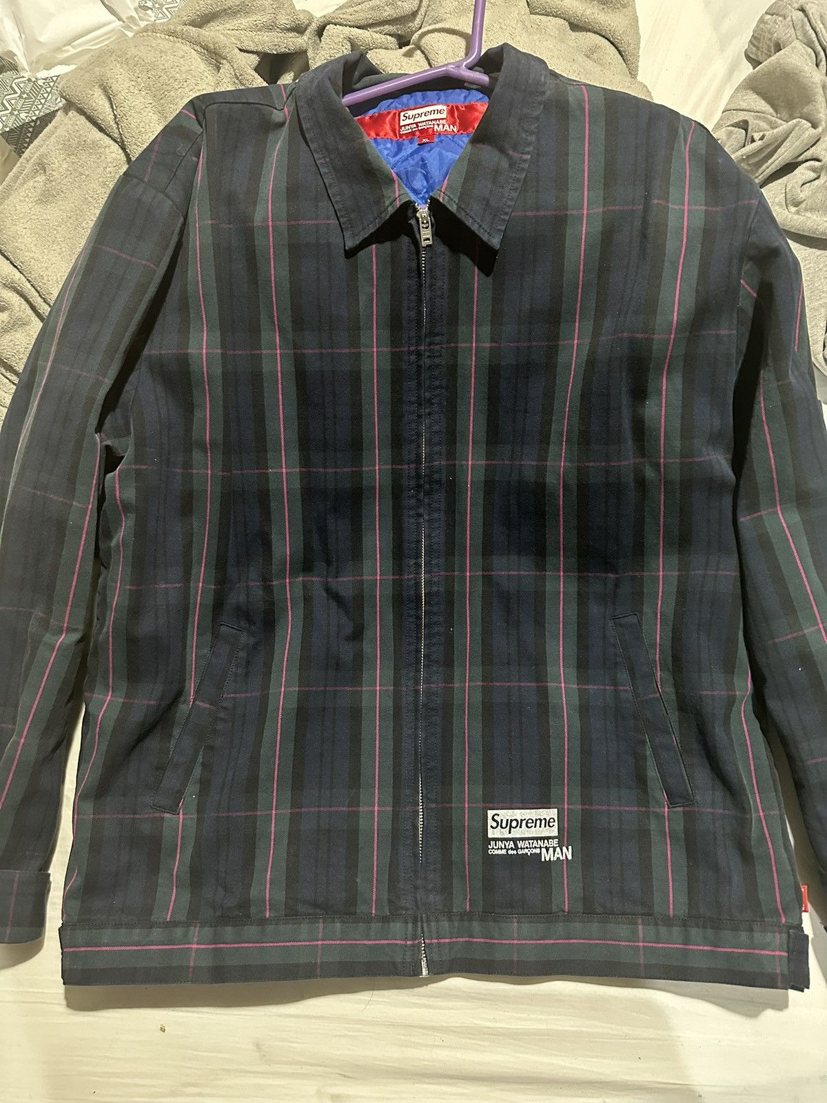 Supreme x JUNYA WATANABE CDG Navy Plaid Work Jacket Size XL