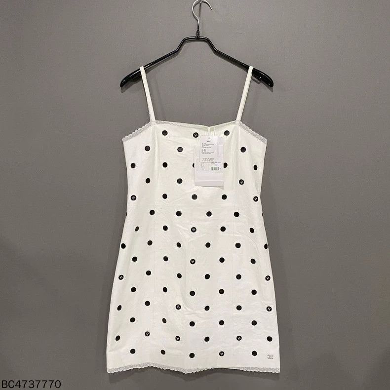 Chanel Chanel White polka dot logo suspender leather skirt Size XS / US 0-2 / IT 36-38 - 3 Thumbnail