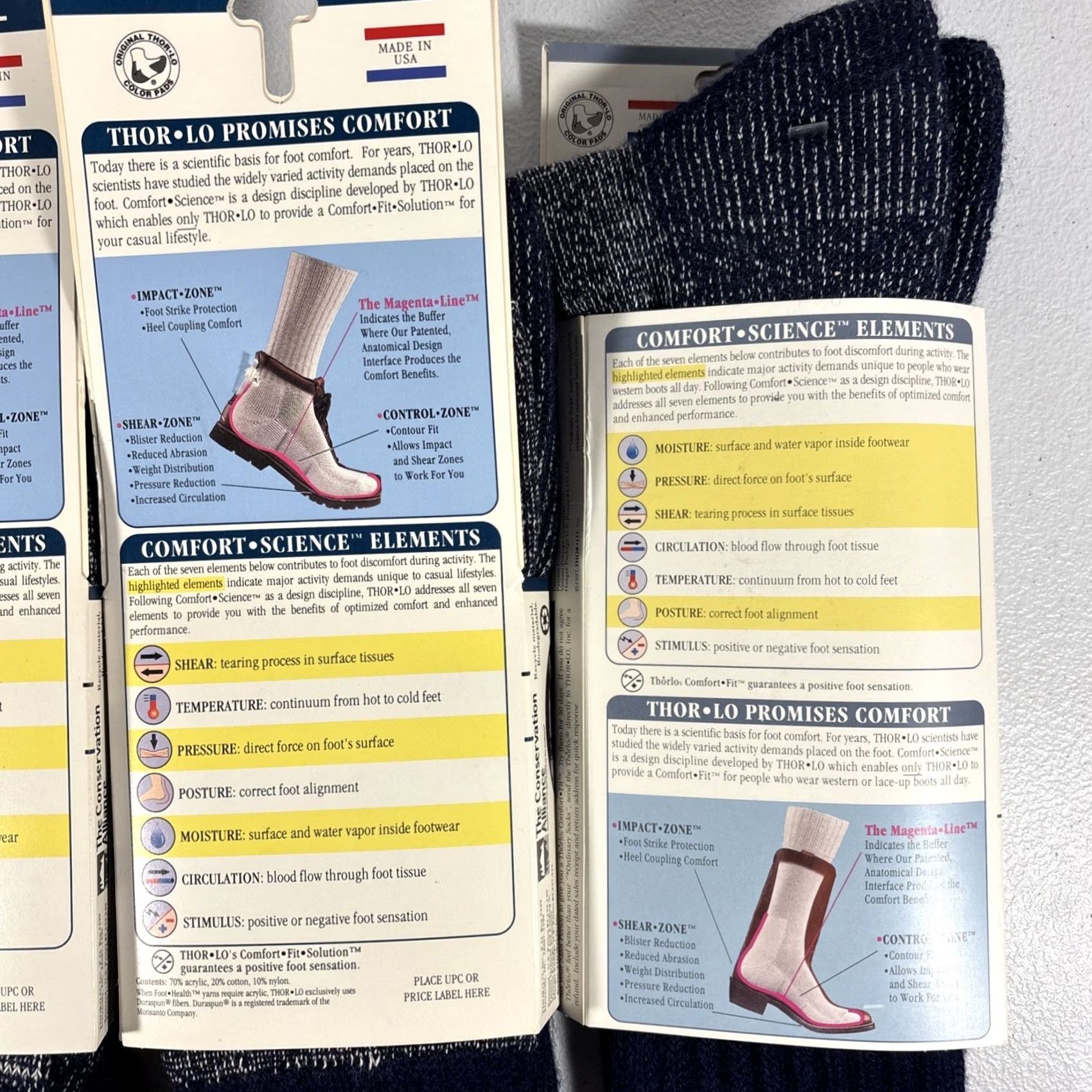 Vintage Thorlos Socks Western Navy Calf 8.5-12.5 Men’s Unisex Adults 4 Pairs TWW-13 USA 90s Cushioned Mid Calf All Seasons Athletic Socks Size ONE SIZE - 6 Thumbnail