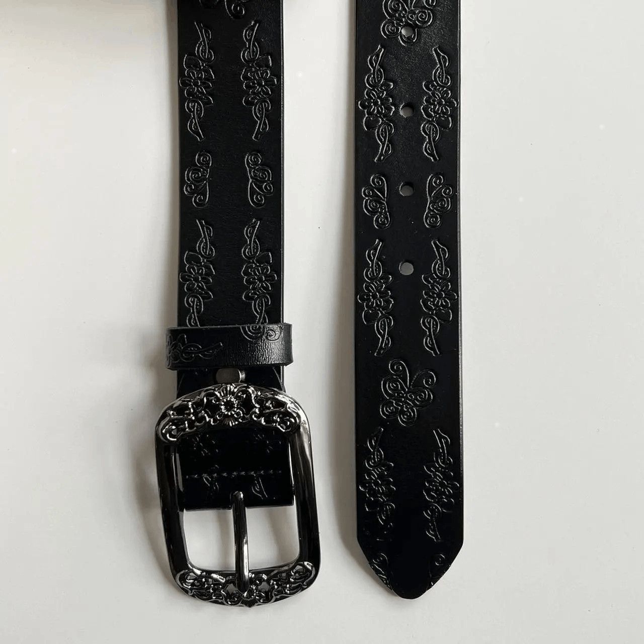 Cowboy Equipment vintage style american western floral design black belt Size ONE SIZE - 4 Thumbnail