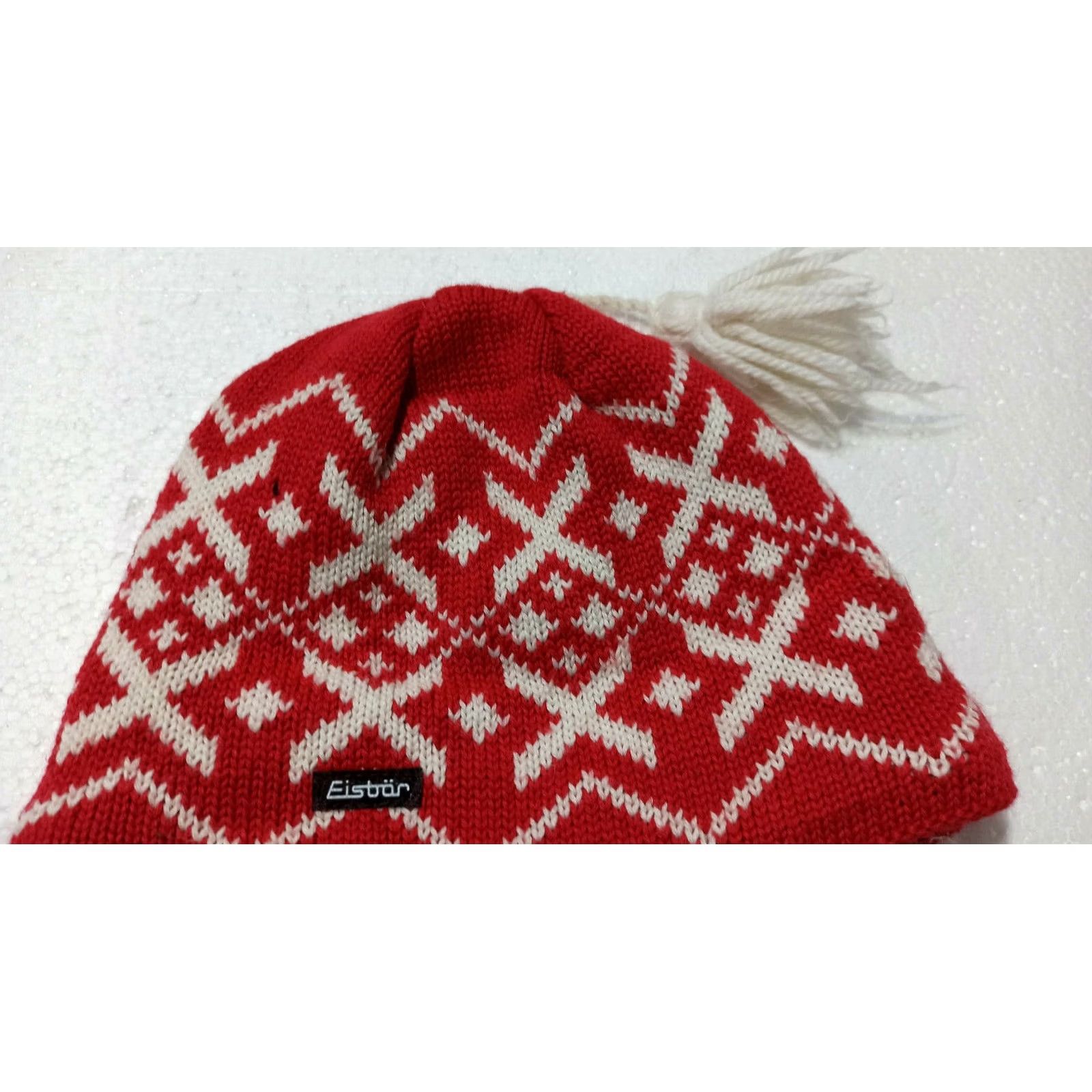 Vintage VINTAGE Eisbar Beanie Hat One Size Wool Blend Ear Flap Fair Isle Red White Knit Mens Womens Unisex Adults Boys Girls Size ONE SIZE - 5 Thumbnail
