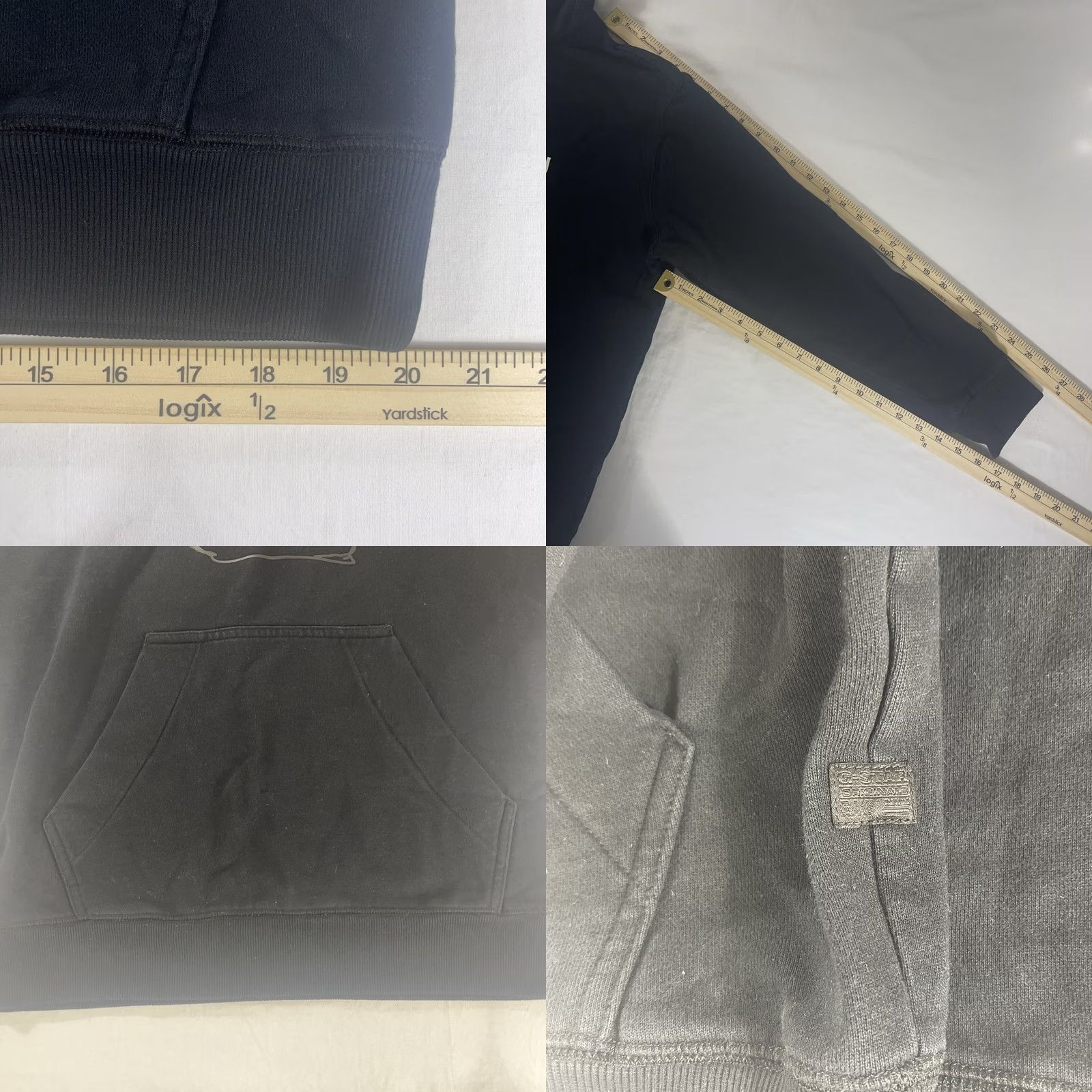 Vintage G-Star Raw L Hoodie Black Logo Sweatshirt Pullover Hoodie Men Size L - G-Star Raw L Hoodie - Black - Logo - Fleece - Cotton Blend Size US L / EU 52-54 / 3 - 8 Thumbnail