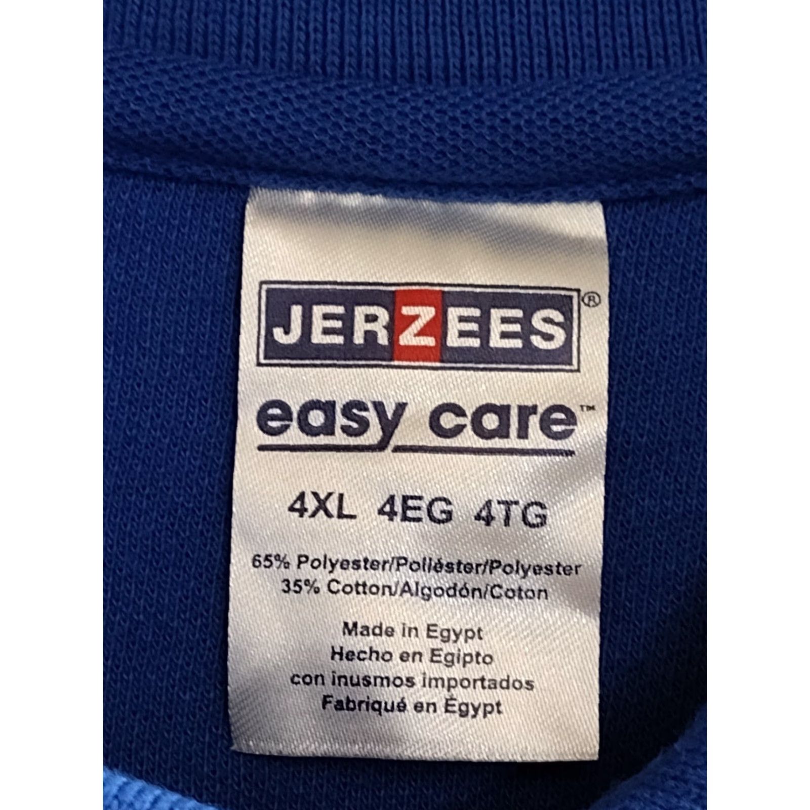 Jerzees Jerzees Polo Shirt Men Blue 4XL Shirt Regular Short Sleeve Crew Neck Color Blue Easy Care Jersey Cotton Blend Polyester 80s 90s Brand Jerzees Mens Size US XXL / EU 58 / 5 - 5 Thumbnail