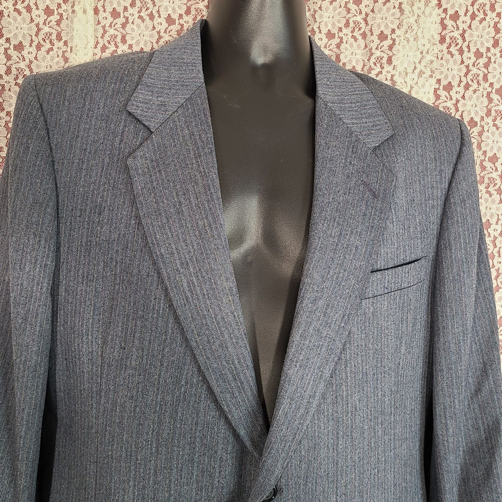 Vintage Vintage 90s kuppenheimer grey wool pinstripe blazer size xl Size 46R - 2 Thumbnail