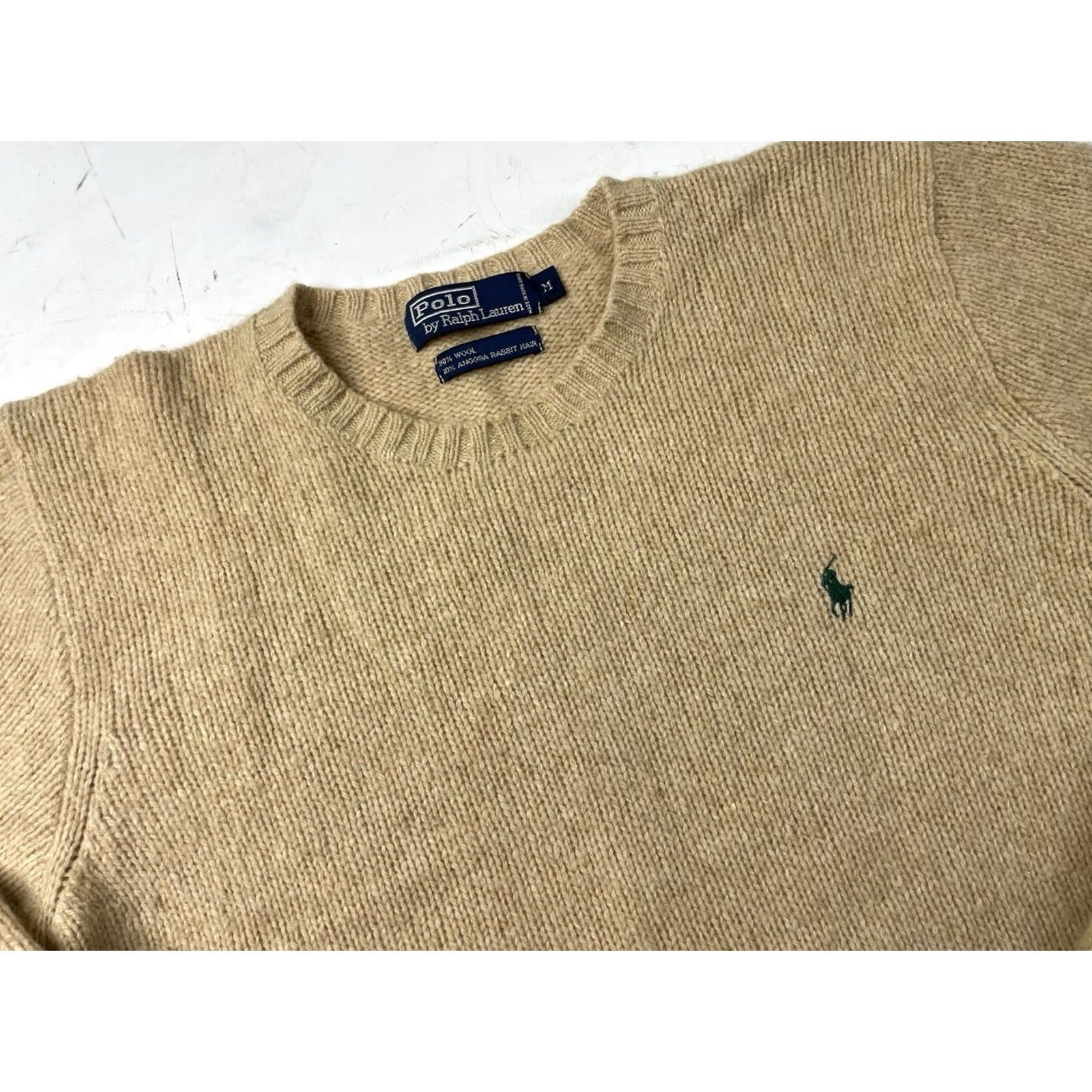 Polo Ralph Lauren VINTAGE Polo Ralph Lauren Merino Wool Rabbit Hair Crewneck Knit Sweater M Beige Men Sweater Pullover Classic Designer Preppy Size US M / EU 48-50 / 2 - 2 Thumbnail