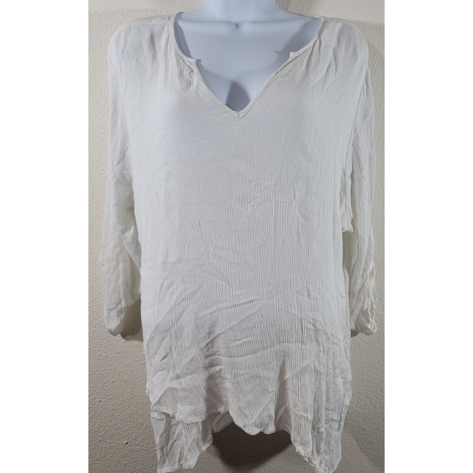 Other Karen Kane White Crinkled Layered Top 2X Lightweight Flowy Size XXL / US 16-18 / IT 52-54 - 1 Thumbnail