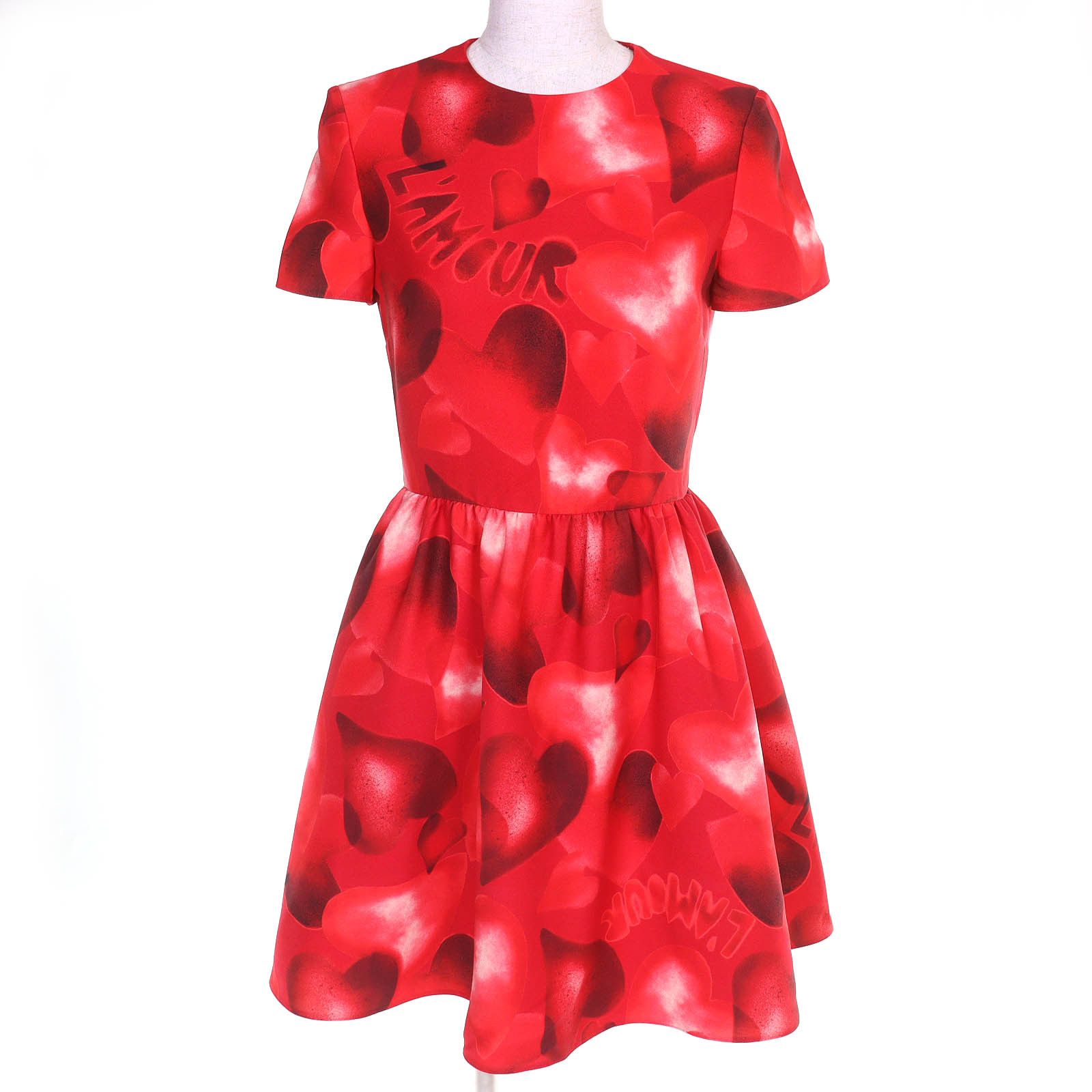 Valentino Valentino Valentino LAMOUR Heart Print Wool Silk Dress Textile Dresses DUTY FREE for USA Size ONE SIZE - 1 Thumbnail