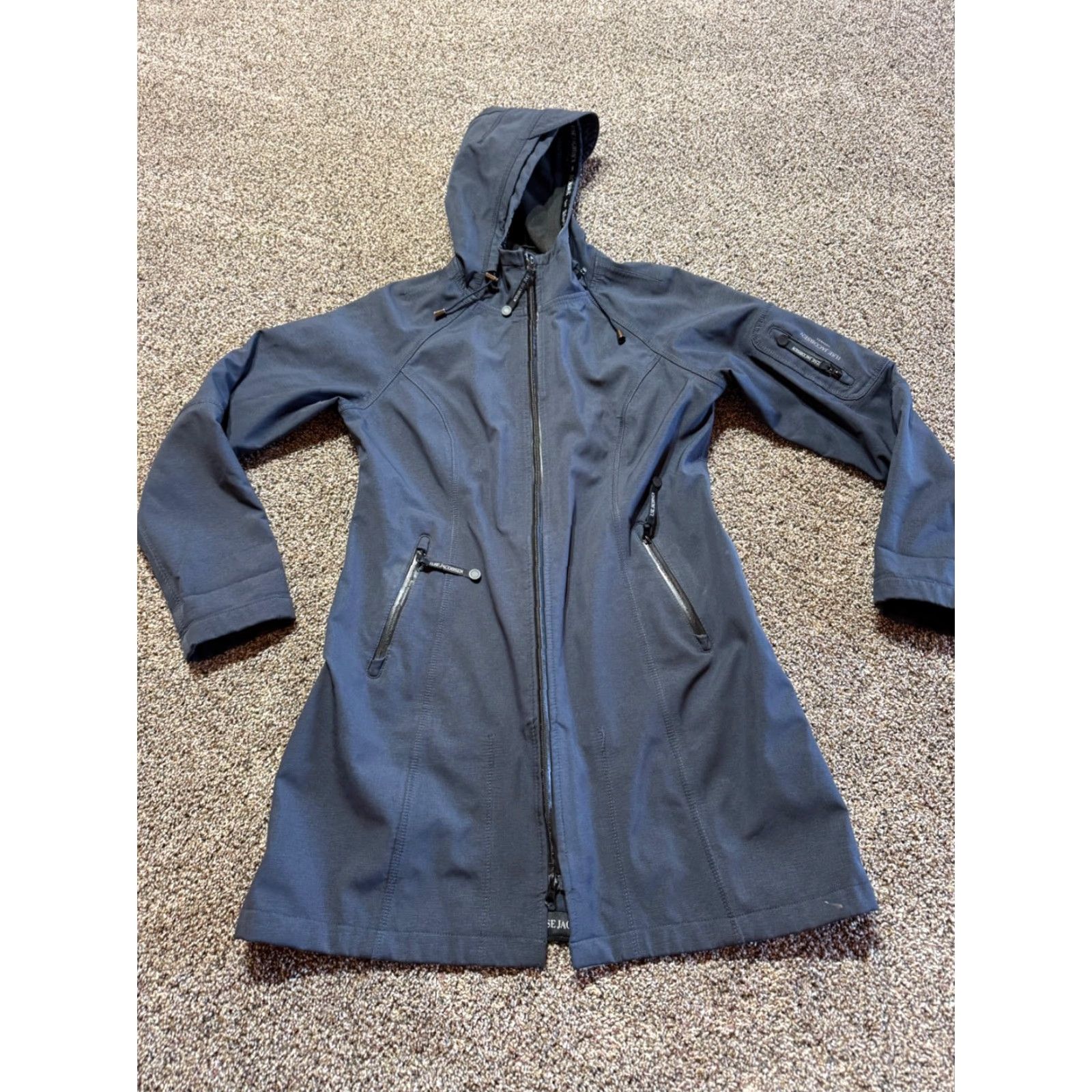 Vintage Isle Jacobsen Womens Jacket Size 38 Navy Blue Rain Coat ZIPPER FLAW Size XS / US 0-2 / IT 36-38 - 6 Thumbnail