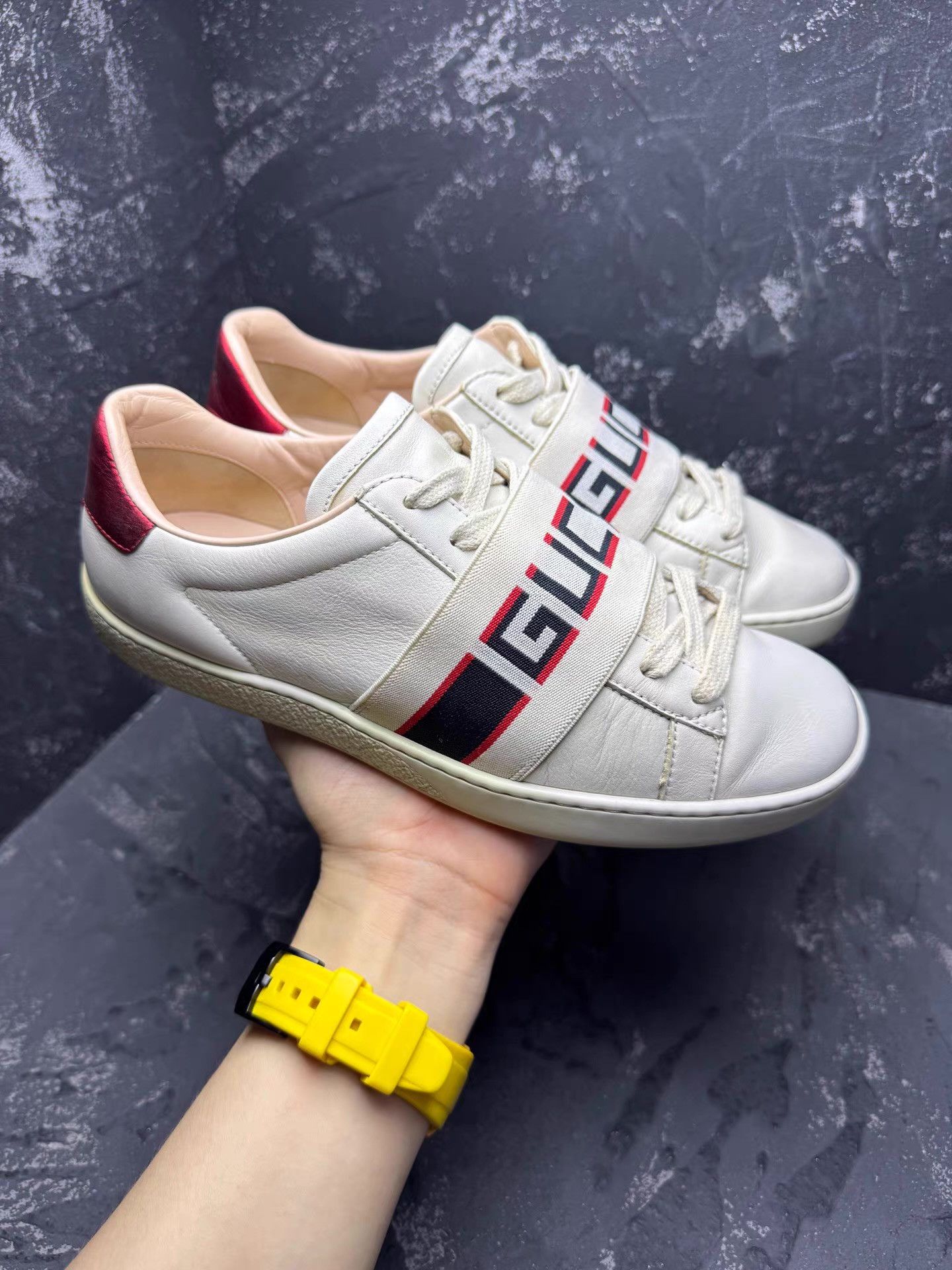 Gucci GUCCI Ace Leather Sneakers with Embroidery & Lace-Up Q10 Size US 5.5 / IT 35.5 - 7 Thumbnail
