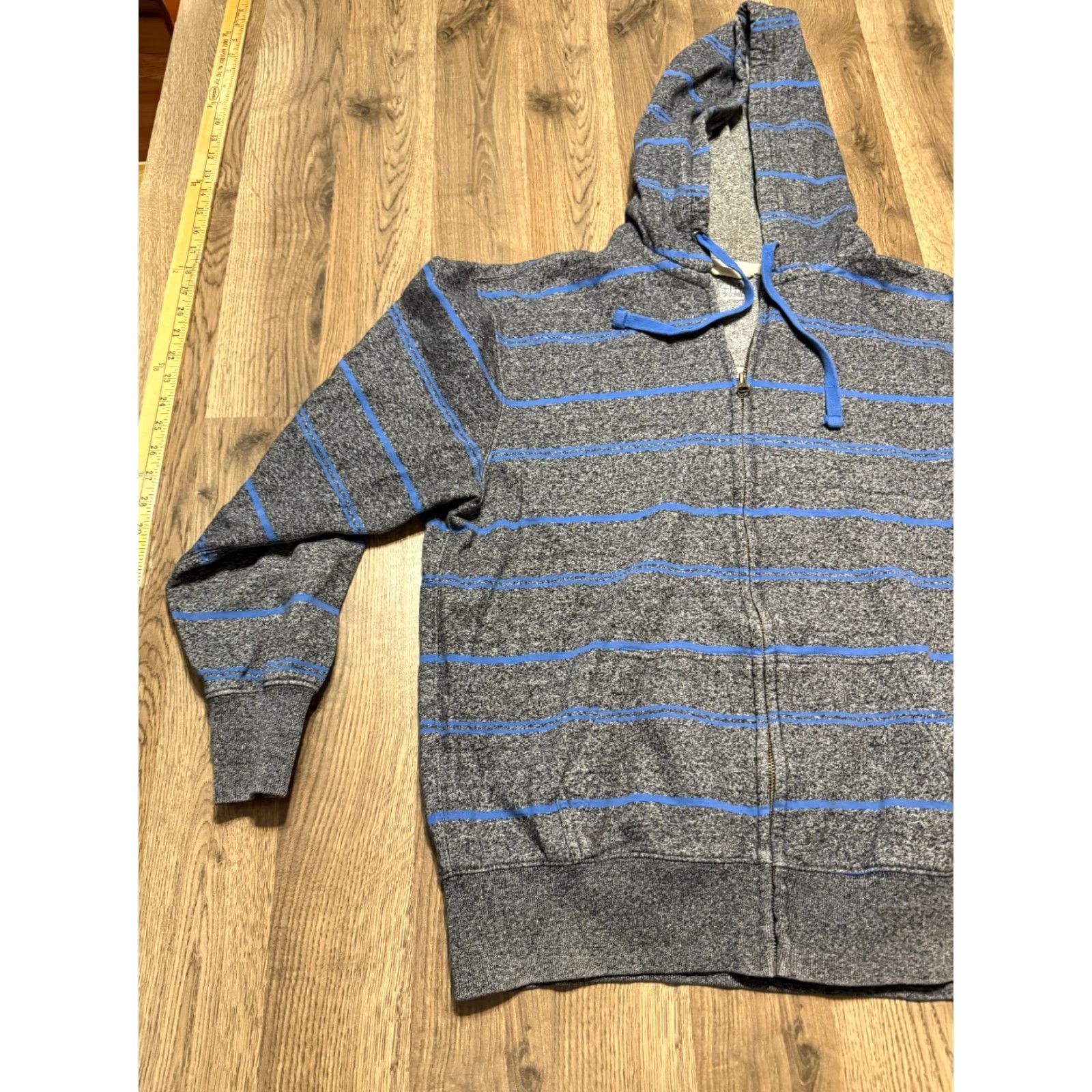 Vintage Falls Creek Sweatshirt Men L Gray blue Striped Full Zip Hooded Regular Fit Size US L / EU 52-54 / 3 - 3 Thumbnail