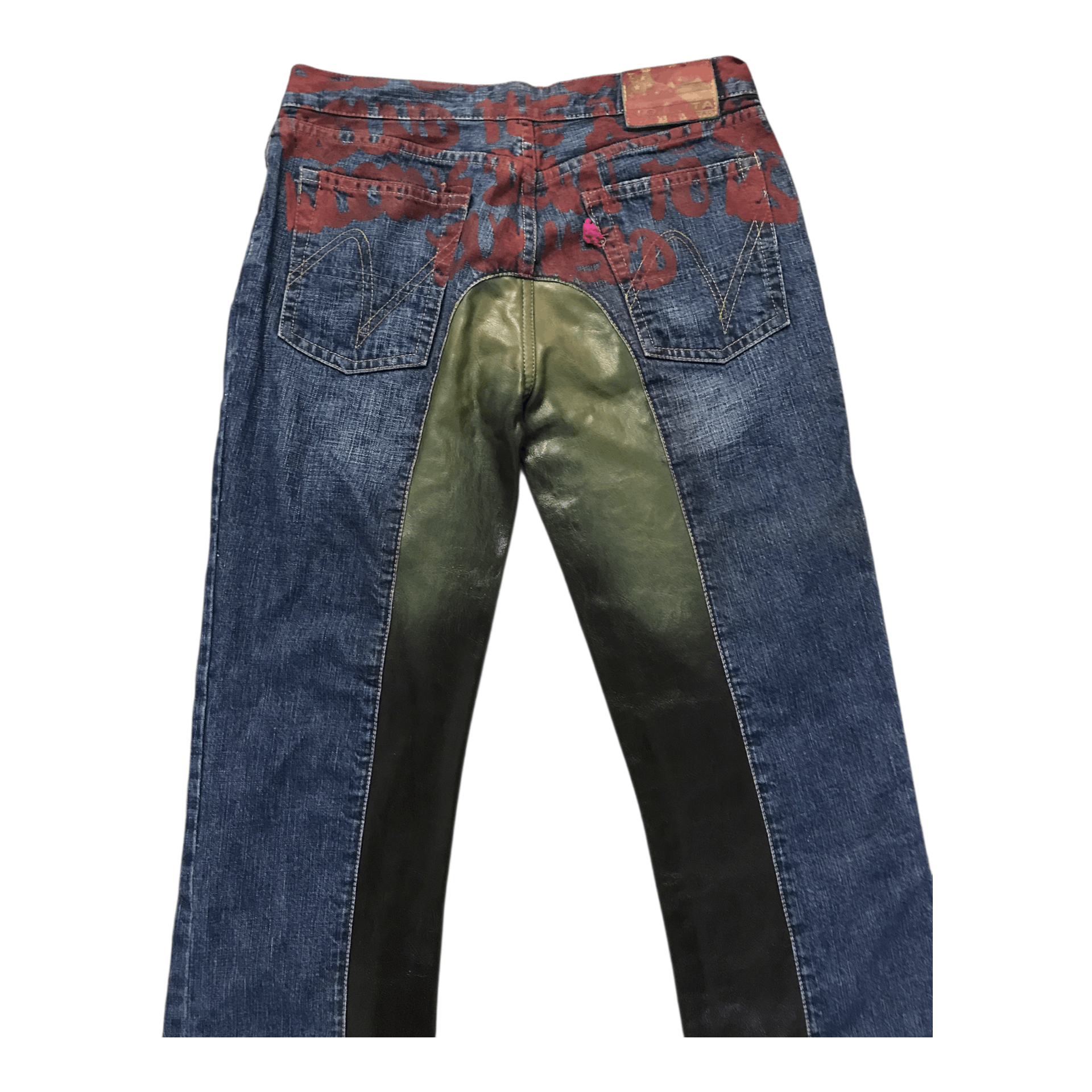 If Six Was Nine × Japanese Brand × Le Grande Bleu (L.G.B.) No Lolita Half Leather Blue Bootcut pant Size US 28 / EU 44 - 2 Thumbnail