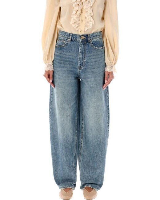o1s22i1n1024 Illustration Denim Barrel Sketch Jeans in Blue