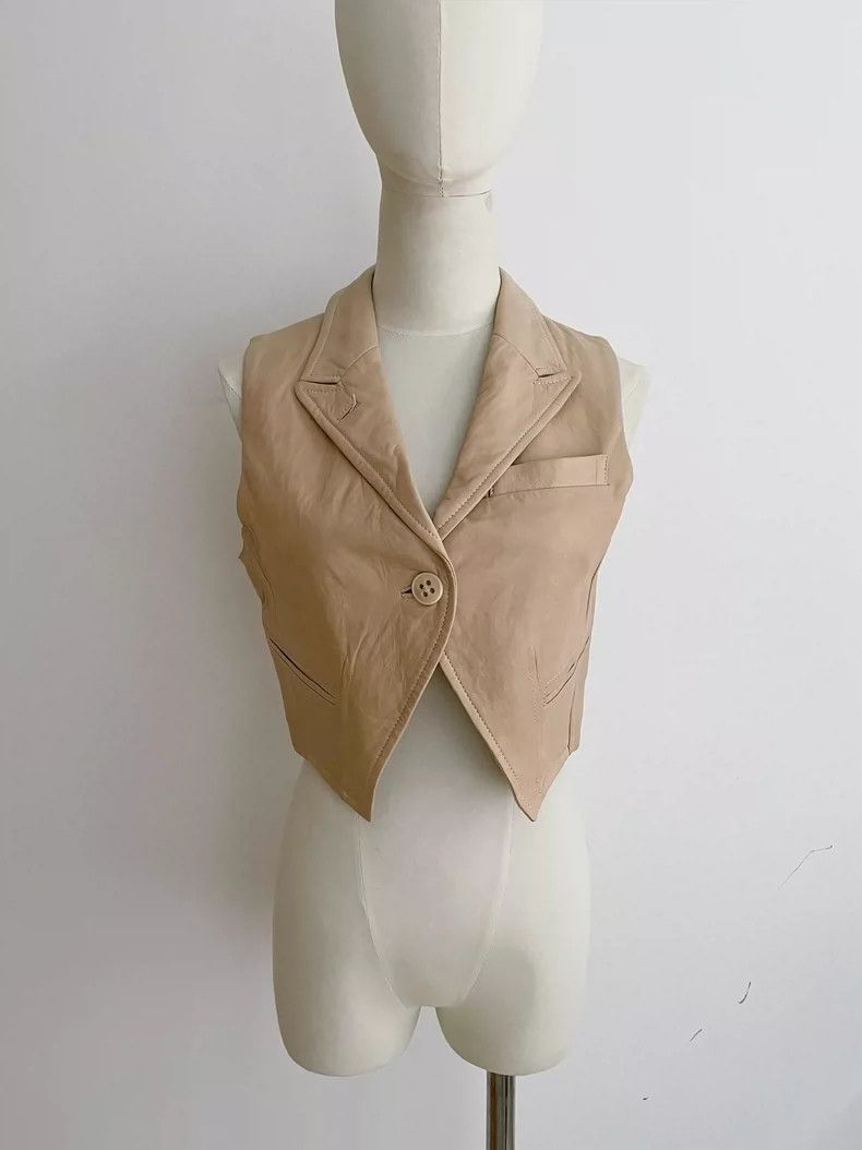 Ann Demulemeester Leather waistcoat vest 2504-Nextarrow