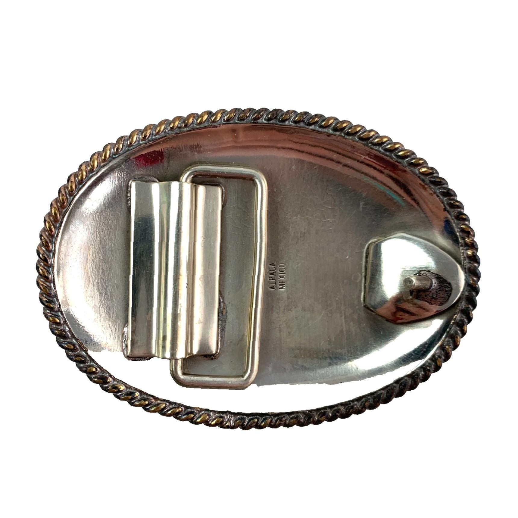 Vintage VINTAGE Alpaca Mexico Calf Roper Etched Silver Metal Belt Buckle Belt Buckle Men Western Buckle Metal Size ONE SIZE - 4 Thumbnail