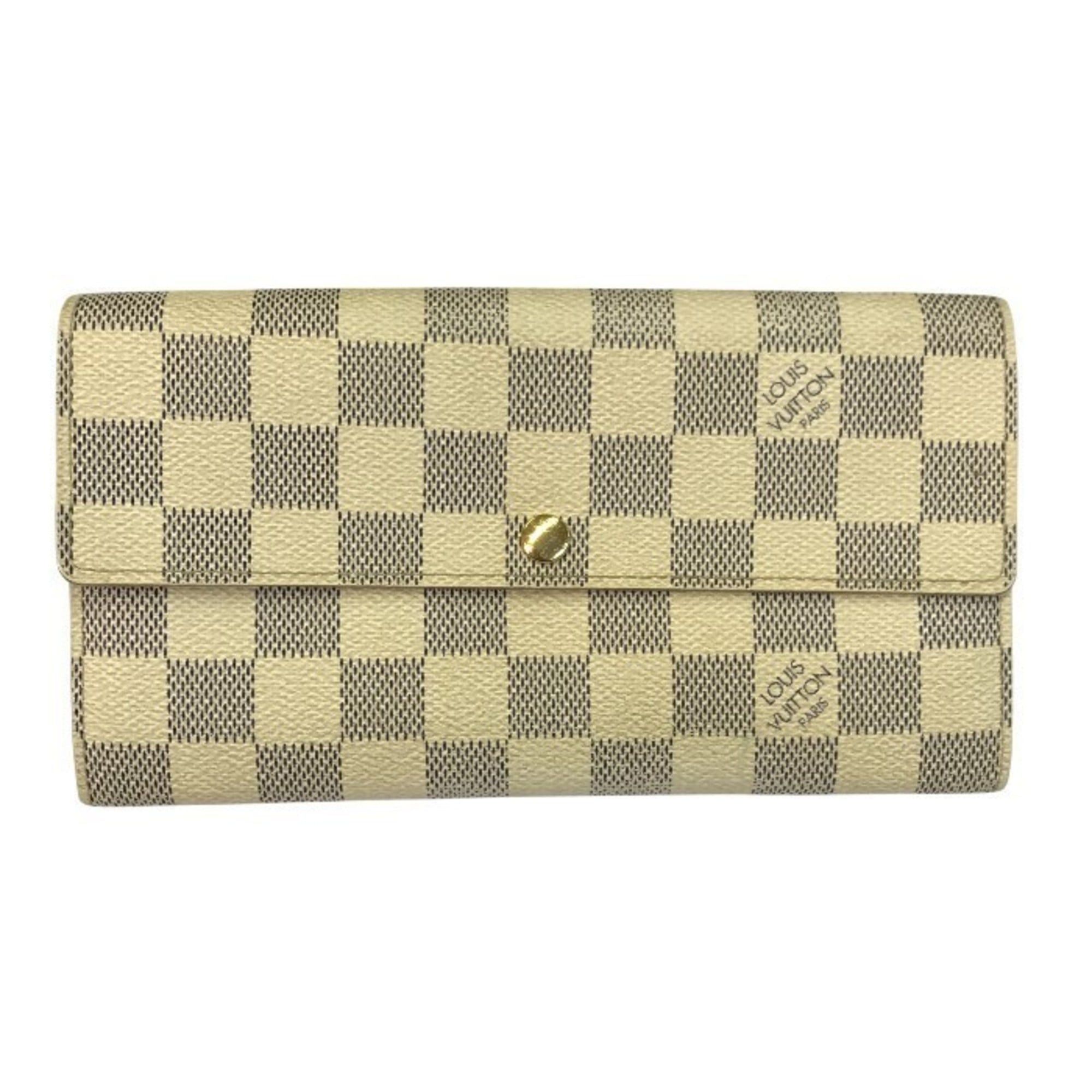 LOUIS VUITTON Damier Azur Portefeuille Sarah Long Wallet White N61735 T1