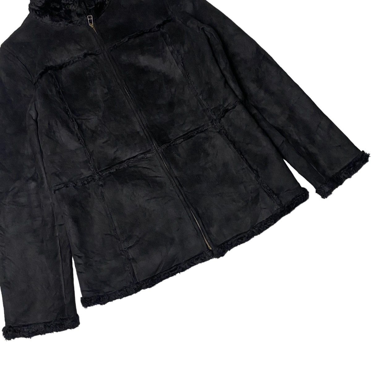 14th Addiction × If Six Was Nine × Japanese Brand 2000's PPFM Fur Faux Cross Suede Jacket Size US S / EU 44-46 / 1 - 6 Thumbnail